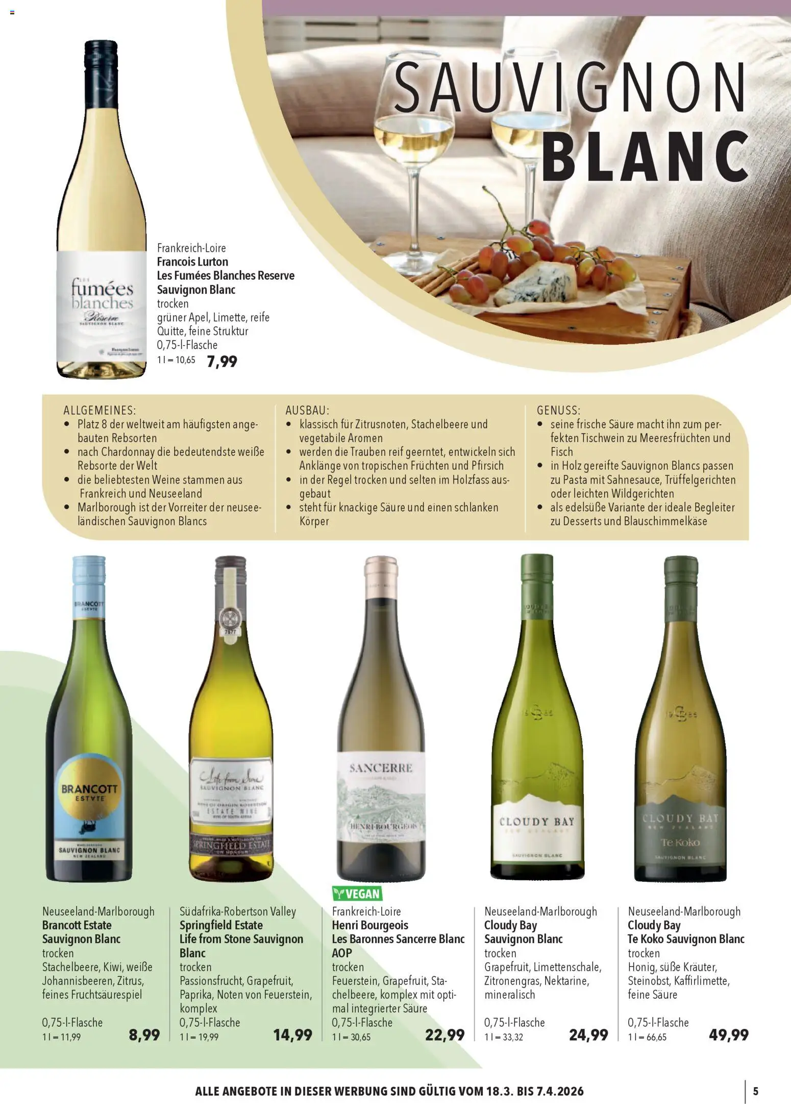 CITTI Markt Weine zum Osterfest – gültig ab 18.03.2026 | Seite: 5 | Produkte: Trauben, Fisch, Pfirsich, Pasta