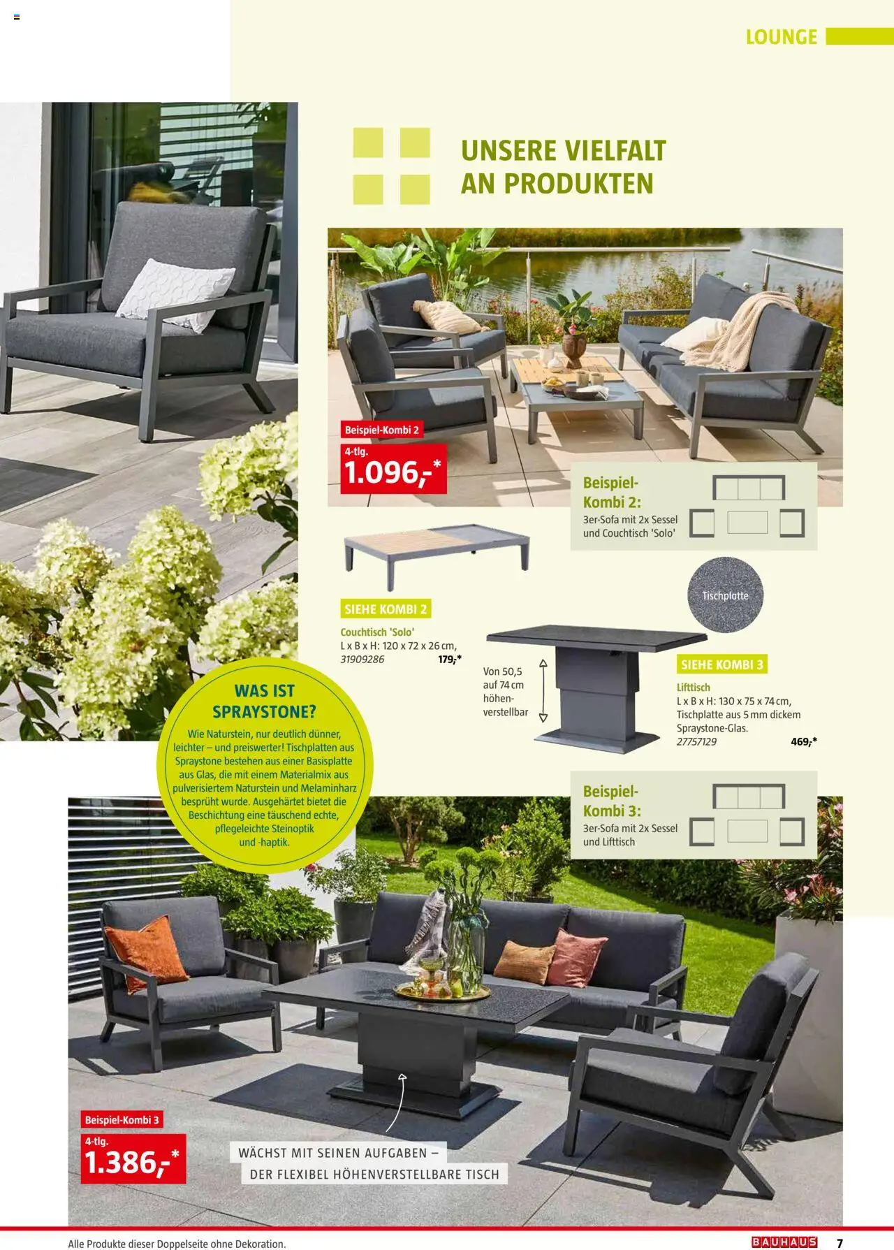 Bauhaus Freizeit im Garten 2025 gültig ab 04.03.2025 | Seite: 7 | Produkte: Sessel, Couchtisch, Tisch