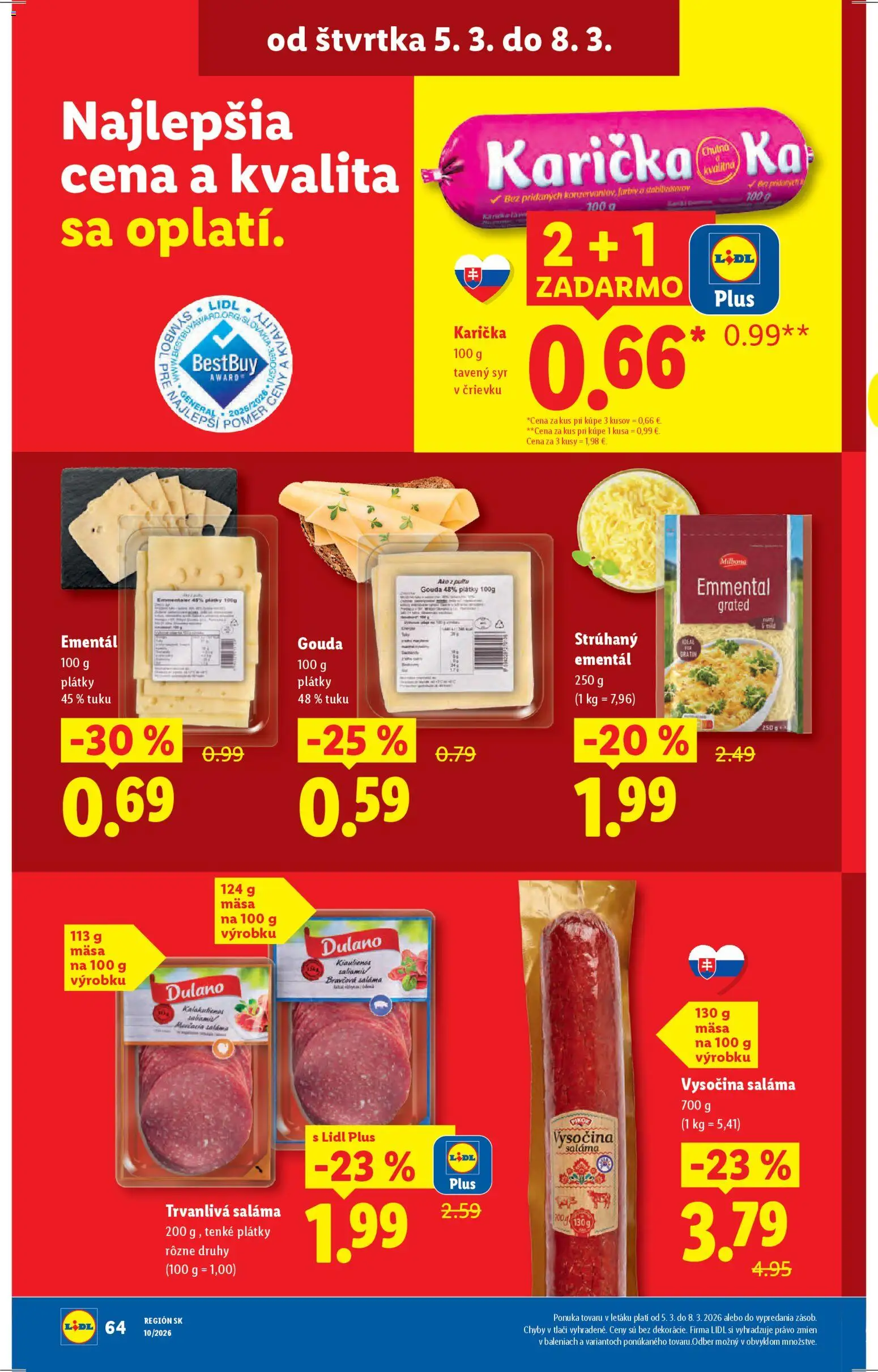 Nové Lidl akcie – leták je platný od 02.03.2026 | Strana: 84 | Produkty: Syr, Saláma, Gouda