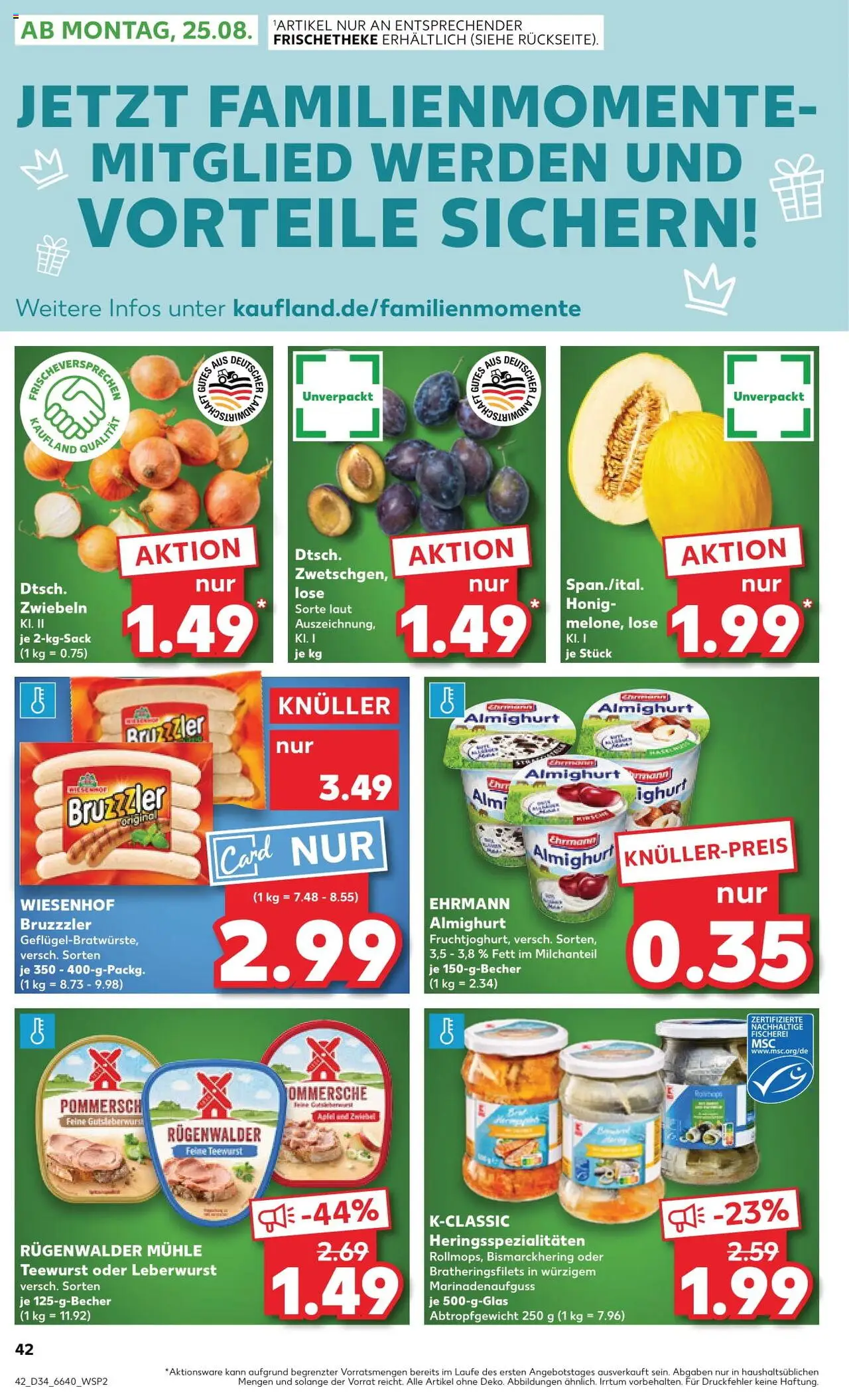 Kaufland Prospekt 	 - gültig ab dem 21.08.2025 | Seite: 42 | Produkte: Mühle, Ehrmann almighurt, Äpfel, Zwiebeln