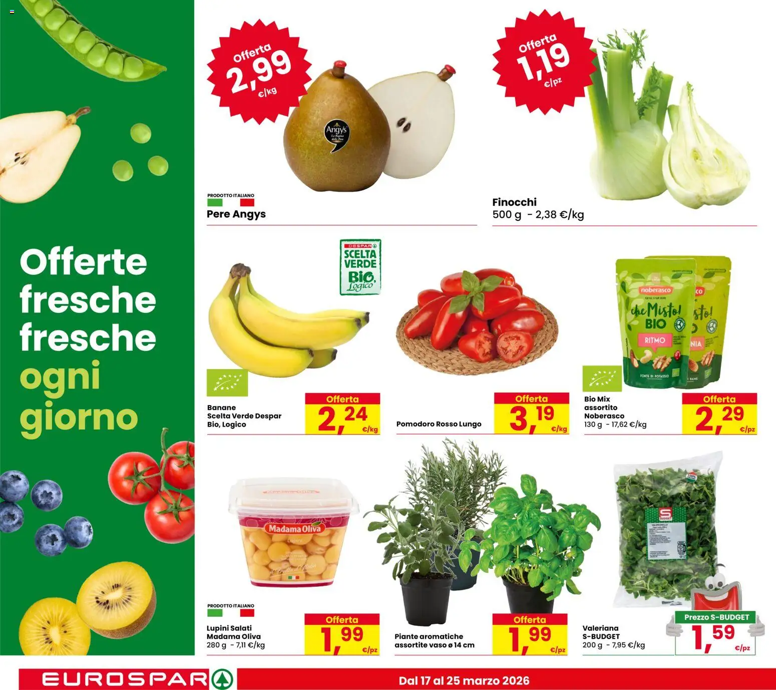 Volantino Despar del 17.03.2026 | Pagina: 4 | Prodotti: Banane, Pomodoro, Finocchi, Vaso