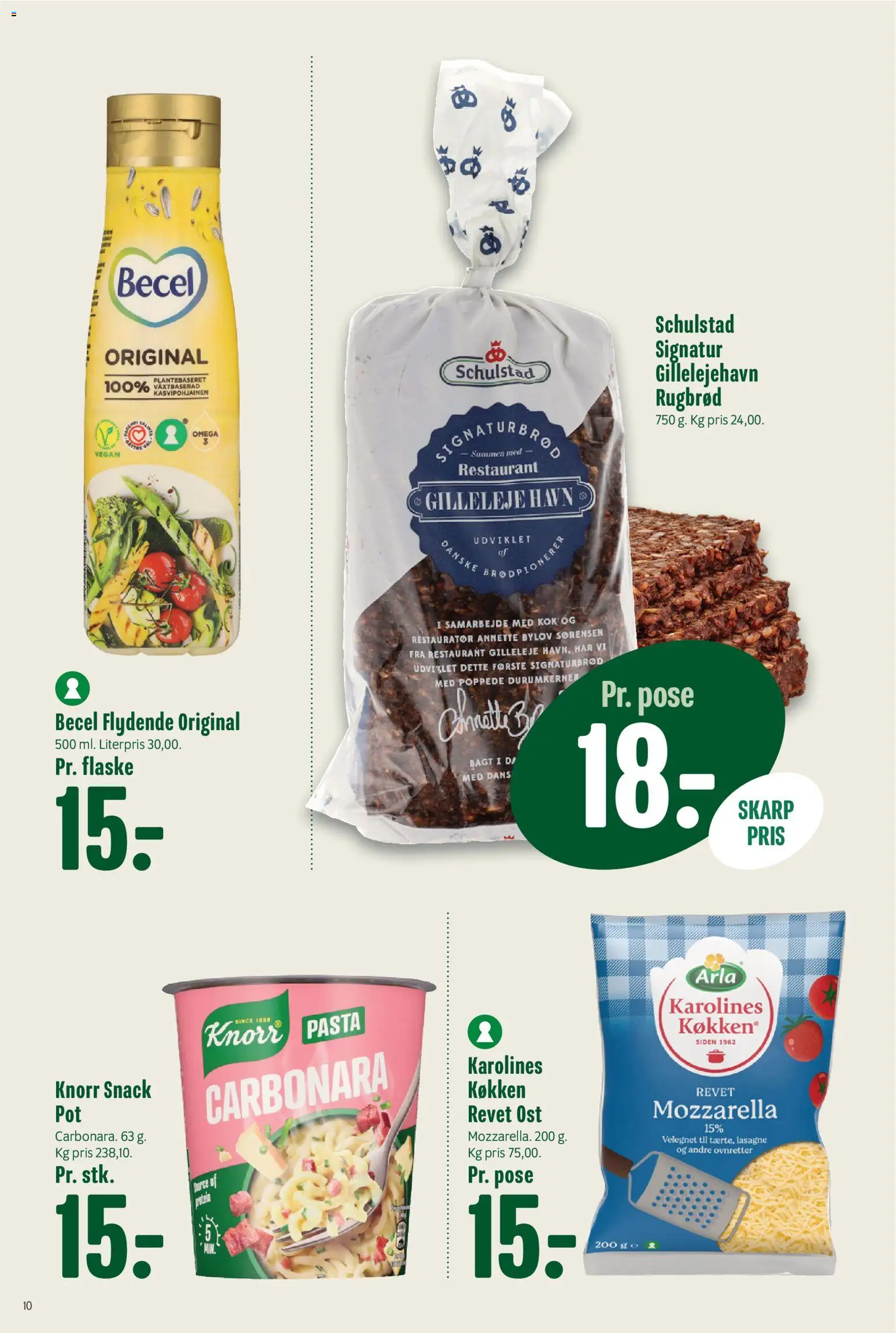 Min Købmand tilbudsavis – gyldig fra 27.12.2025 | Side: 10 | Produkter: Ost, Pasta, Rugbrød, Mozzarella