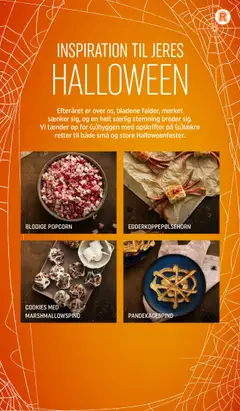 COOKIES MED MARSHMALLOWSPIND, Cookies decorated with marshmallow spiderwebs. gyldig fra 01.10.2025 | Side: 2 | Produkter: Cookies, Popcorn