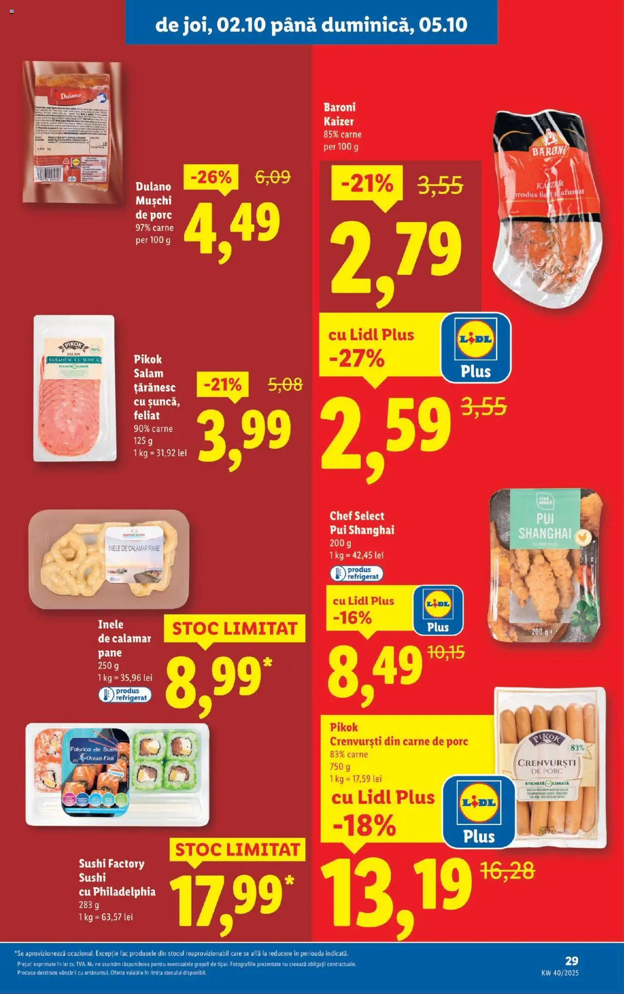 Noul catalog Lidl – valabil de la 29.09.2025 | Pagină: 29 | Produse: Crenvurști, Salam, Șuncă, Carne De Porc