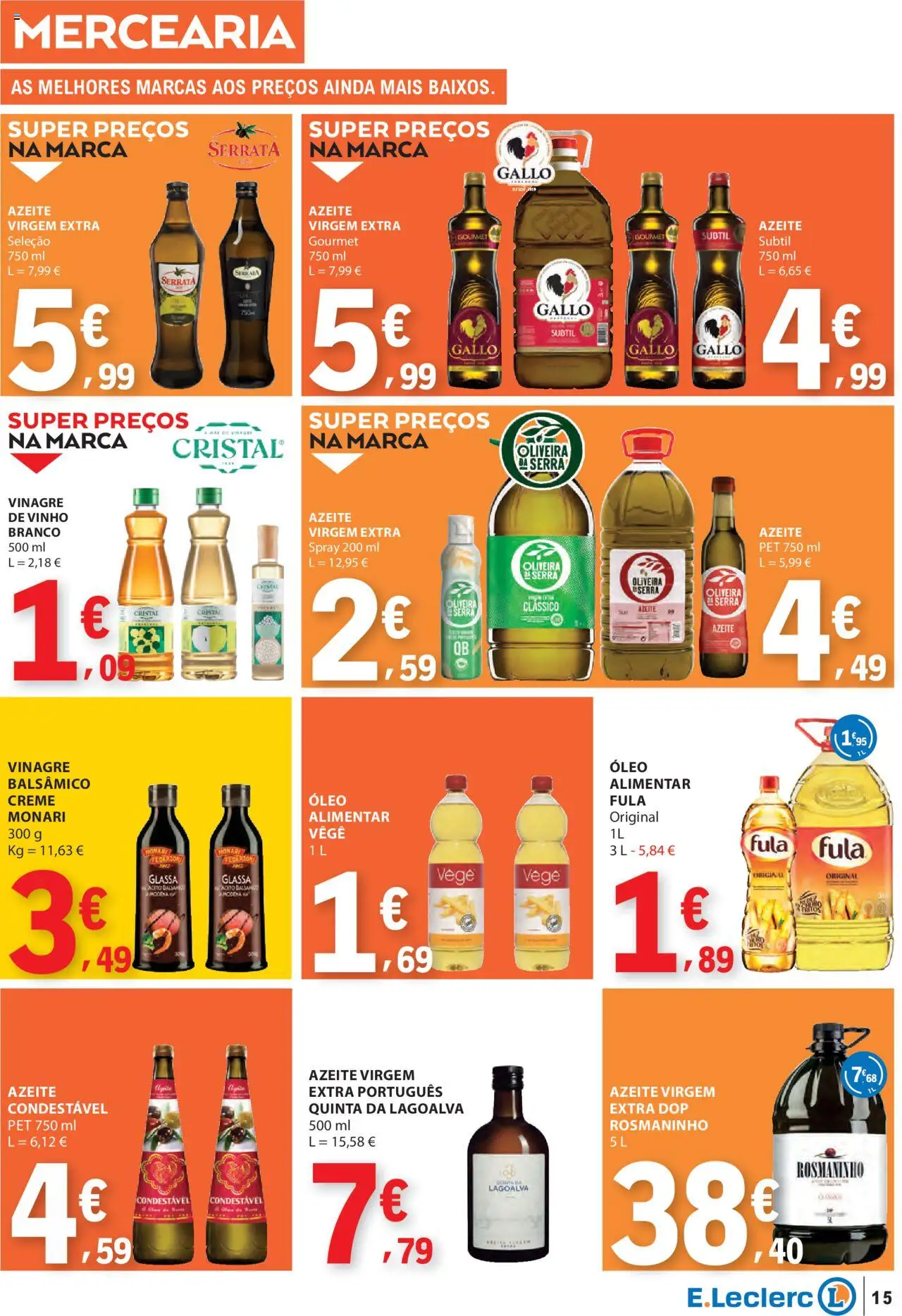 E.Leclerc - Folheto Semanal │ válido de 26.06.2025 | Página: 15 | Produtos: Vinagre, Óleo, Vinho, Creme