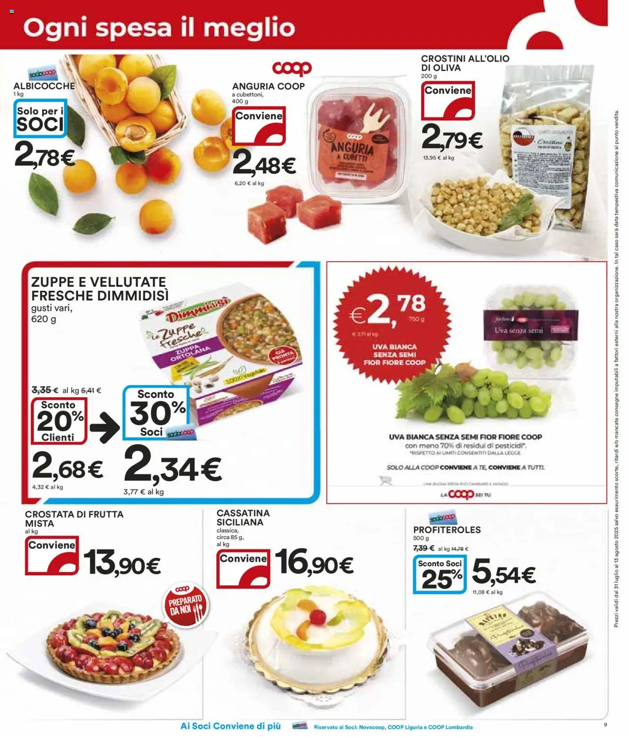 Volantino Ipercoop del 31.07.2025 | Pagina: 9 | Prodotti: Frutta, Uva, Crostini, Albicocche