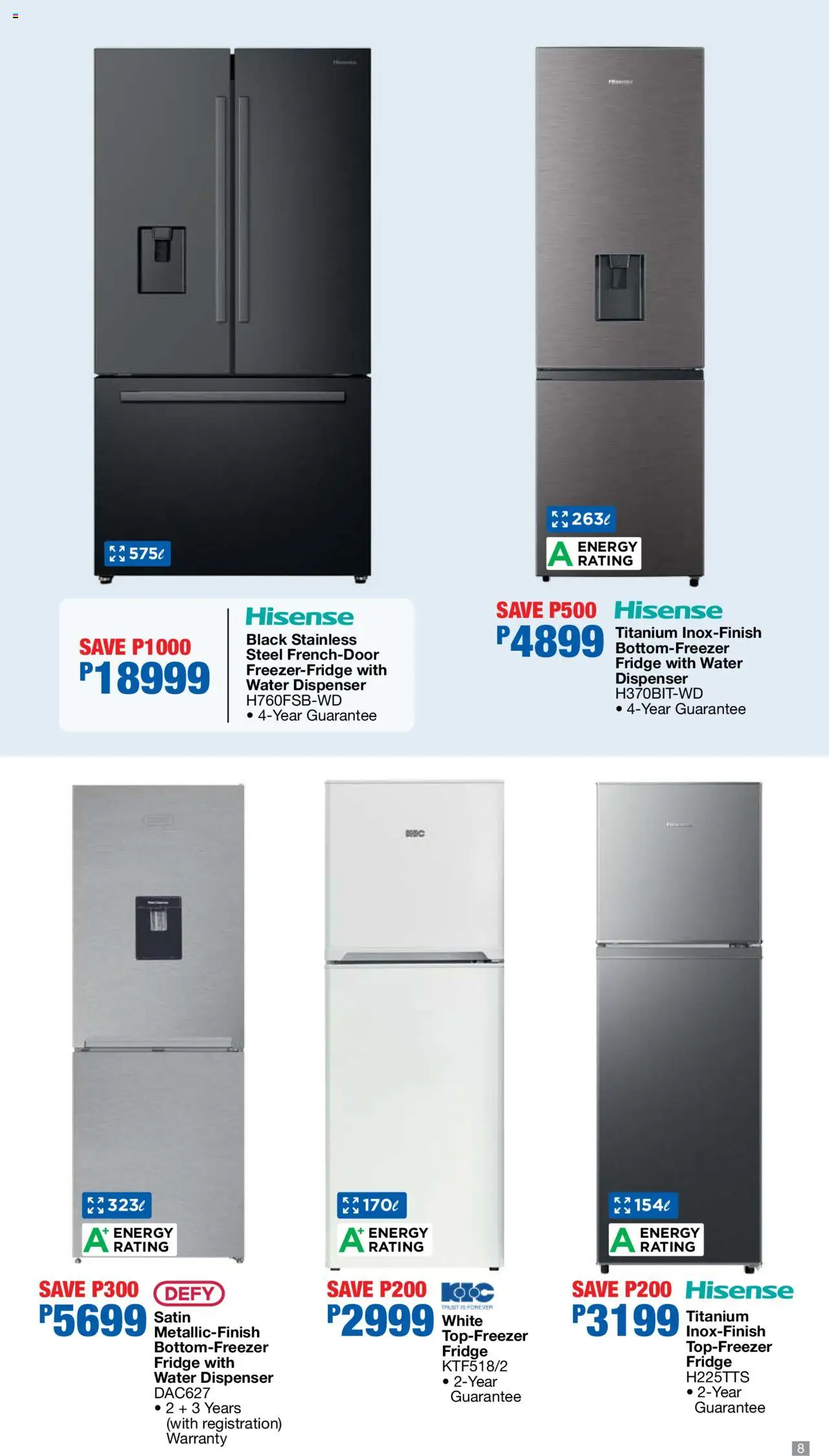 New OK Furniture catalogue – valid from 06.10.2025 | Page: 8 | Products: Fridge, Water