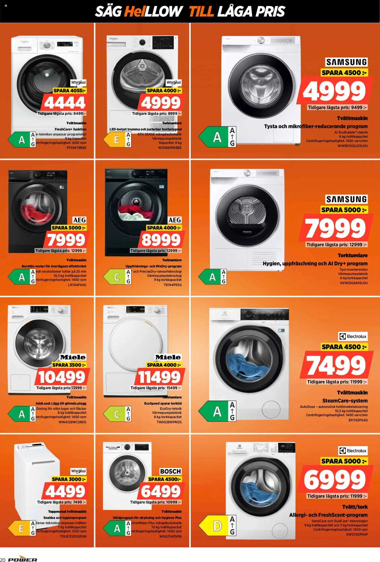 Power reklamblad aktuell från 10.11.2025 | Sida: 20 | Produkter: Såg, Tvättmaskin, Torktumlare