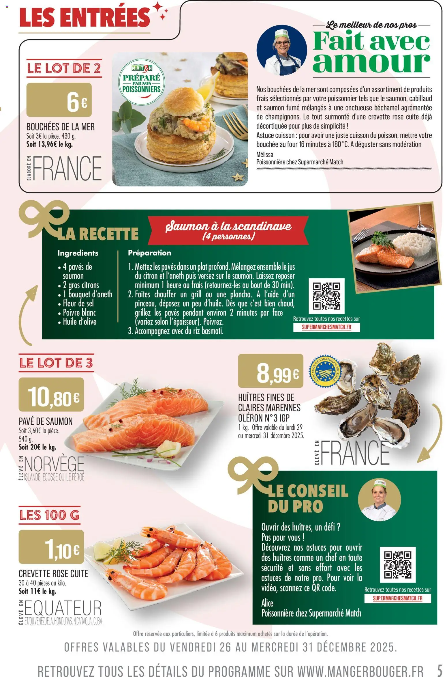 {H1} | Page: 5 | Produits: Pavé de saumon, Huîtres fines, Huile, Riz