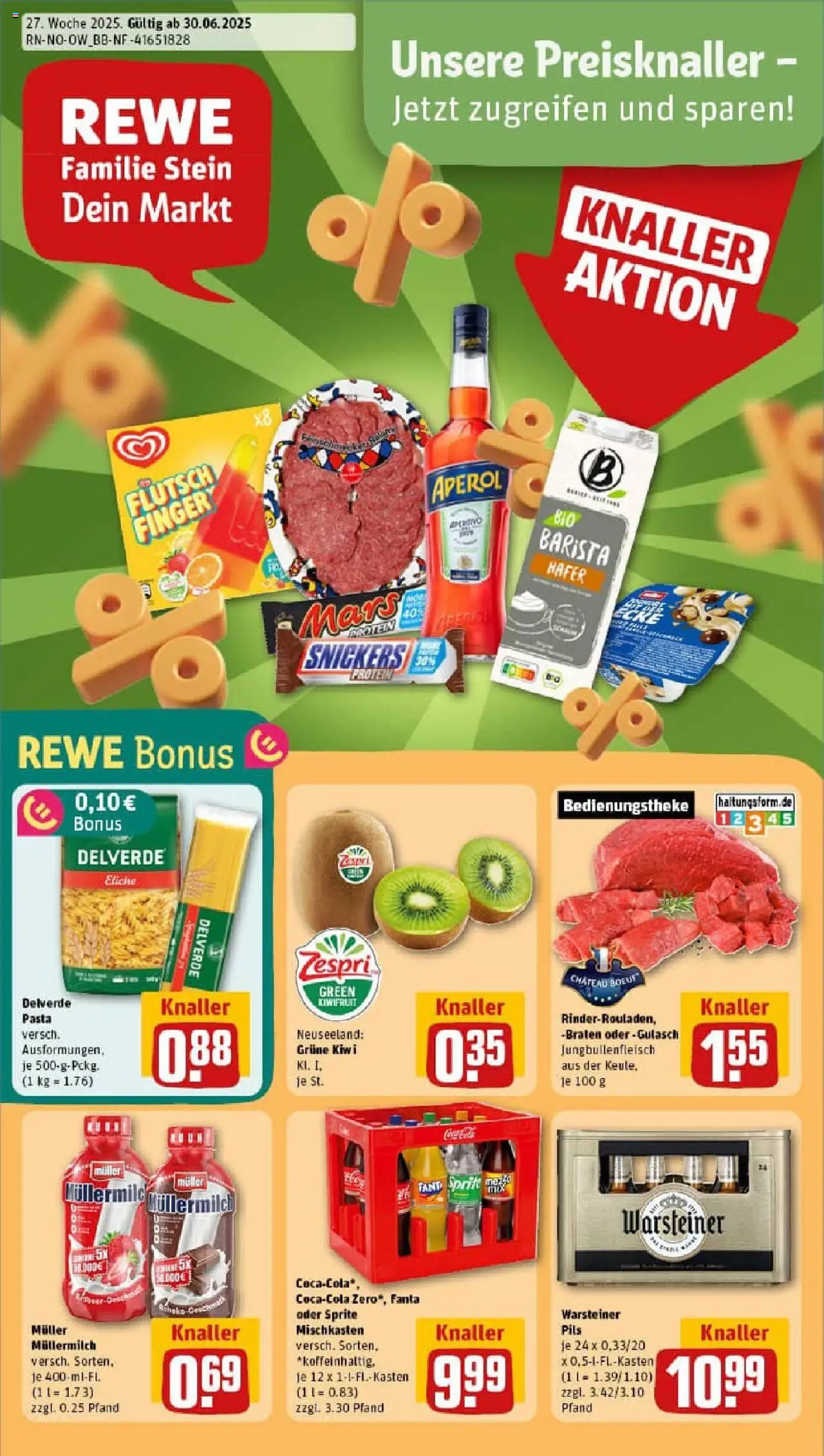 Rewe prospekt Nieheim	 - gültig ab dem 29.06.2025 | Seite: 1 | Produkte: Fanta, Pils, Snickers, Müllermilch