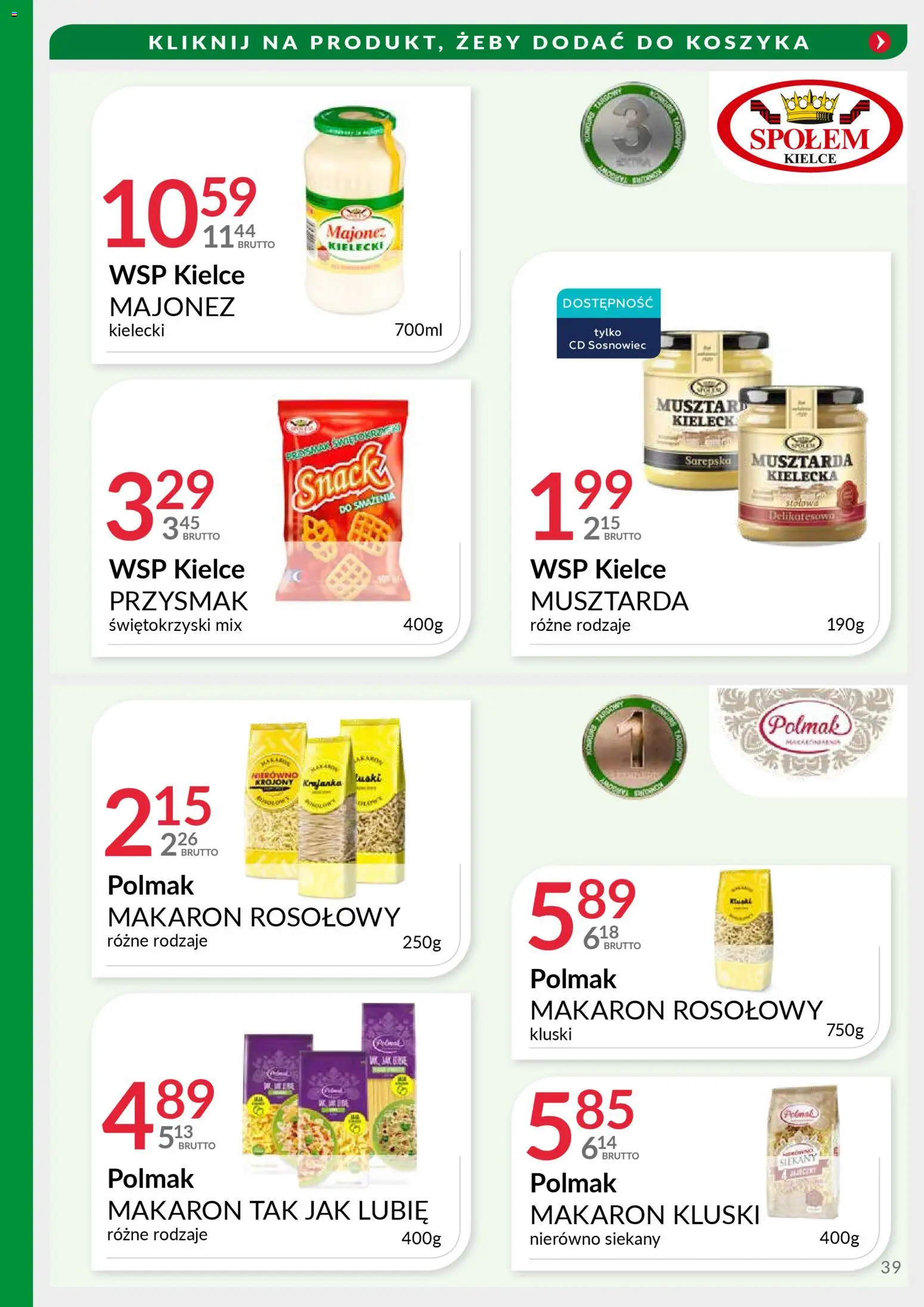 Eurocash Gazetka - Targi Jesień od 17.11.2025 | Strona: 39 | Produkty: Musztarda, Makaron, Majonez