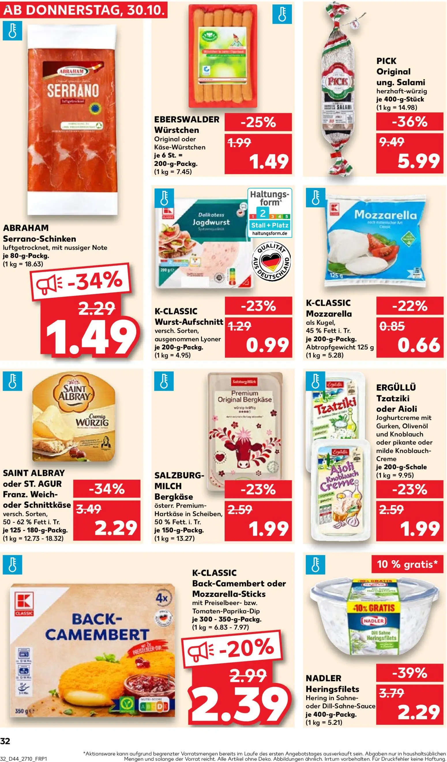 Kaufland prospekt Leipzig	 – gültig ab 30.10.2025 | Seite: 32 | Produkte: Milch, Olivenol, Creme, Knoblauch