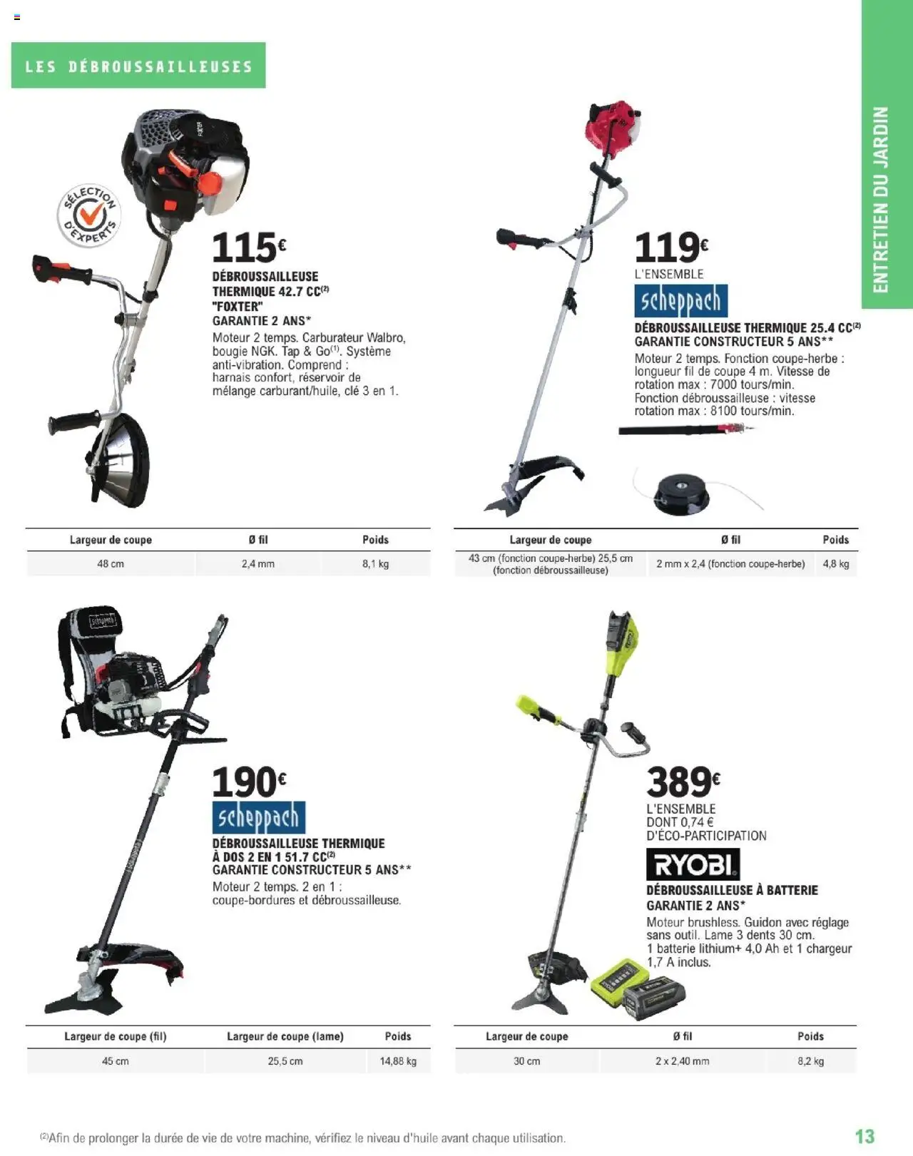  | Page: 13 | Produits: Clé, Poids, Débroussailleuse, Batterie
