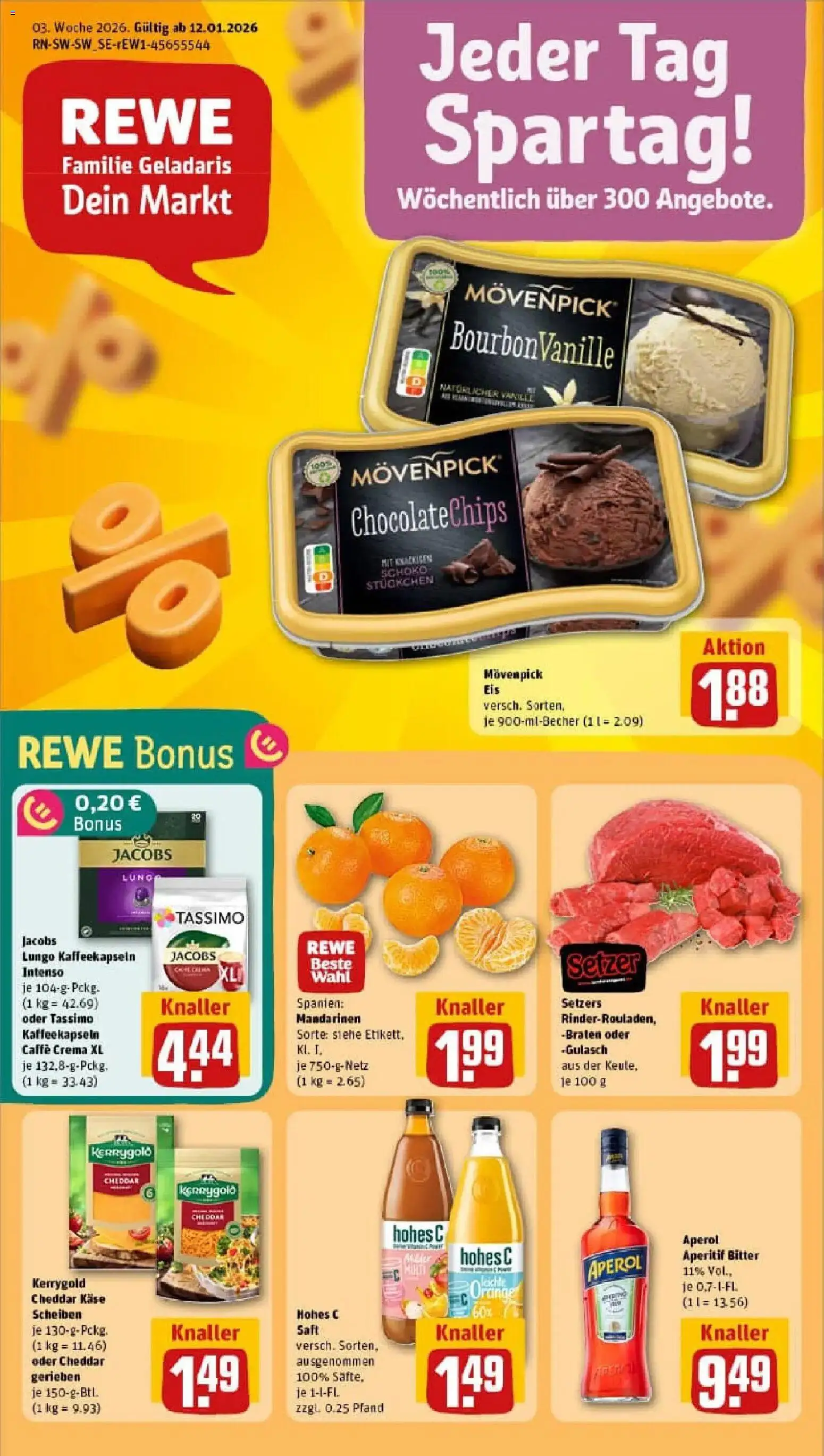 Rewe prospekt Backnang	 – gültig ab 11.01.2026 | Seite: 1 | Produkte: Mandarinen, Aperol, Saft, Eis
