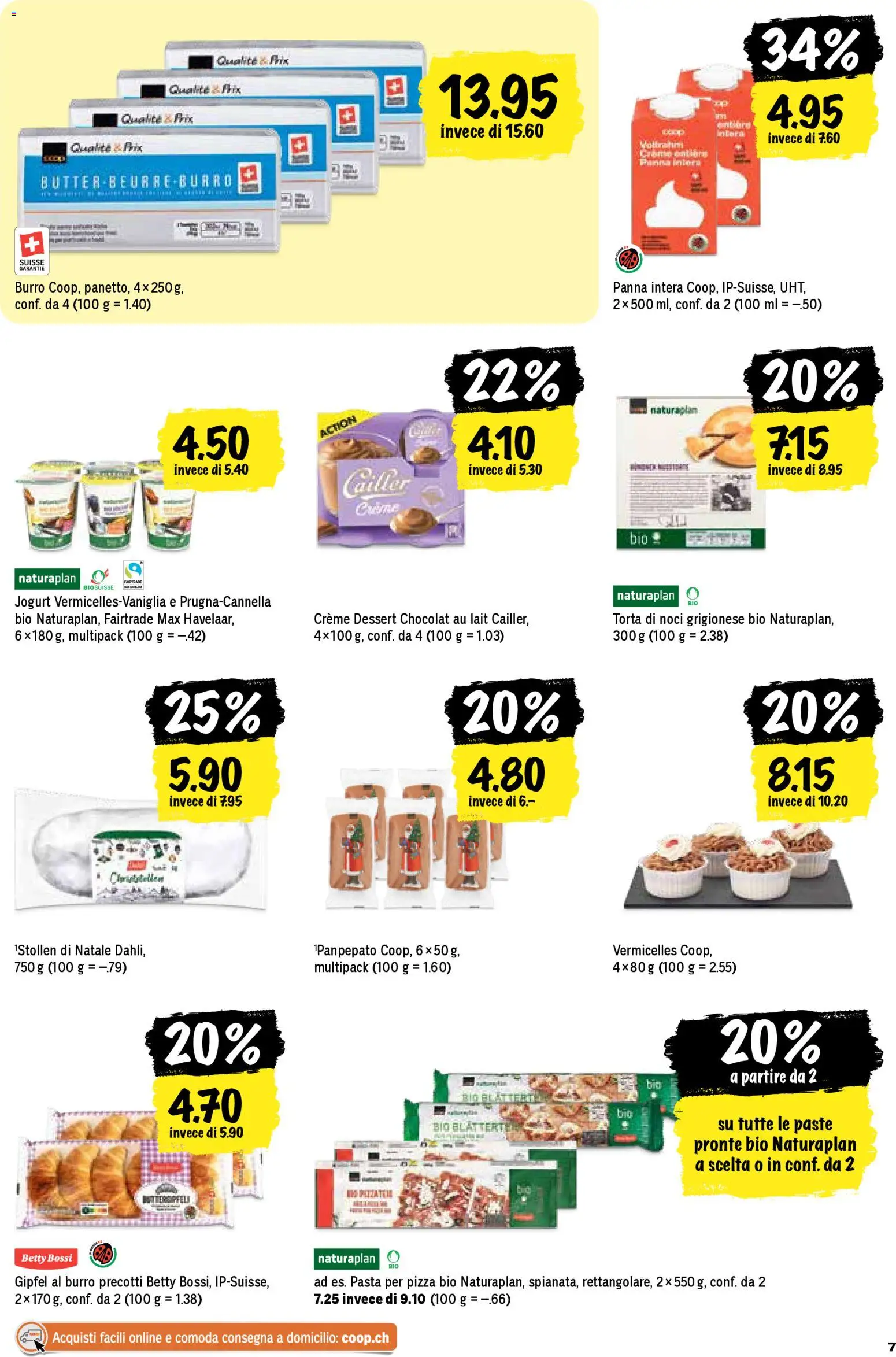 Coop - Una settimana di azioni – gültig ab 27.11.2025 | Seite: 7 | Produkte: Butter, Pizza, Pasta, Creme