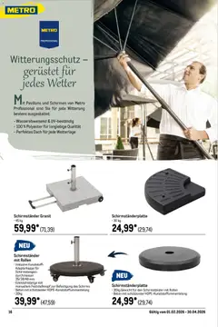 Metro Outdoor für Profis ab 01.02.2026 gültig | Seite: 16 | Produkte: Gewicht, Schirmständer