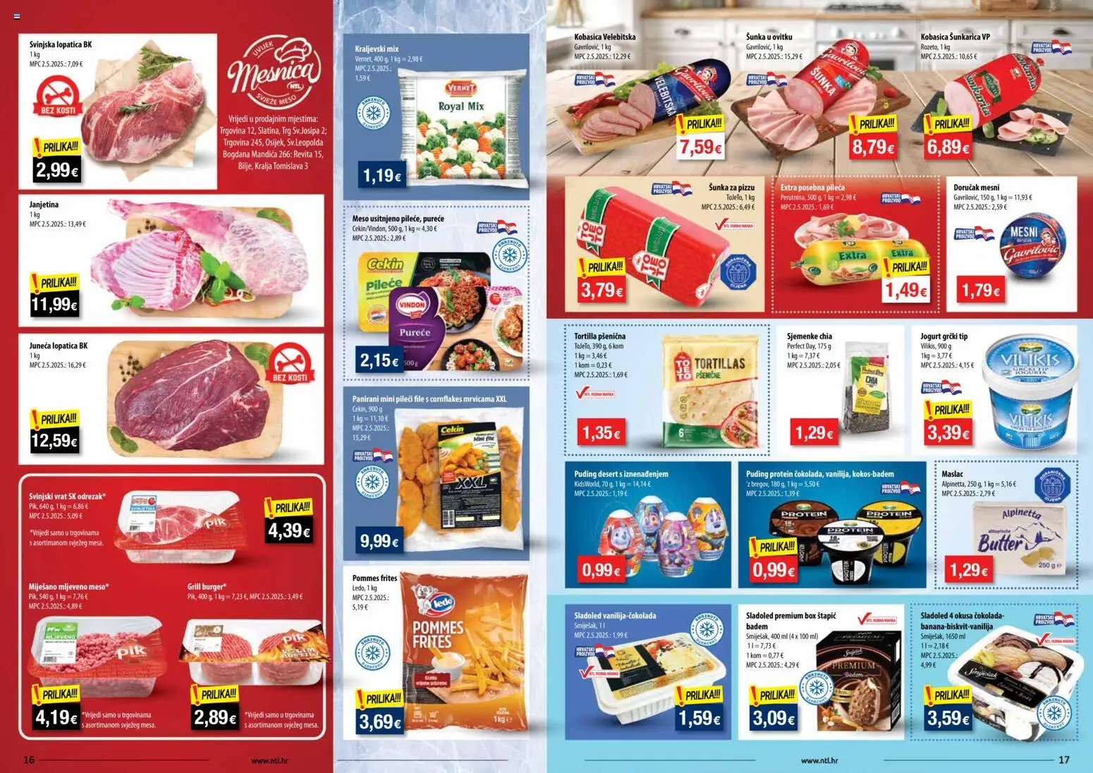 NTL katalog | vrijedi od 01.04.2026 | Stranica: 9 | Proizvodi: Janjetina, Svinjski vrat, Pommes frites, Sladoled