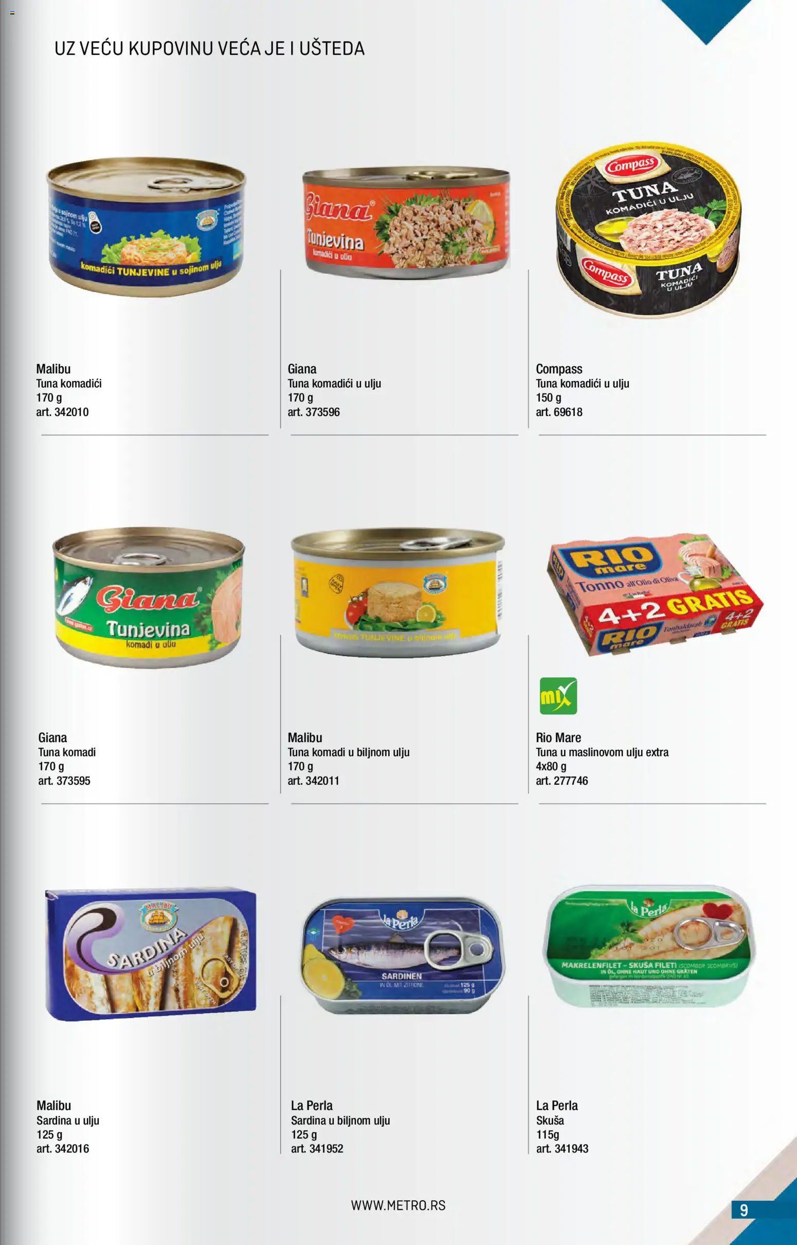 Metro katalog - važi od 01.05.2026 | Strana: 9 | Proizvode: Skuša, Rio mare, Sardina