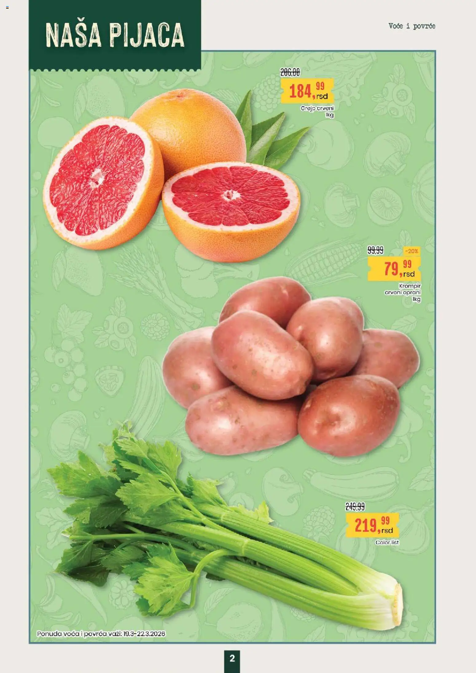 Aroma Market katalog - važi od 19.03.2026 | Strana: 2 | Proizvode: Krompir, Grejp