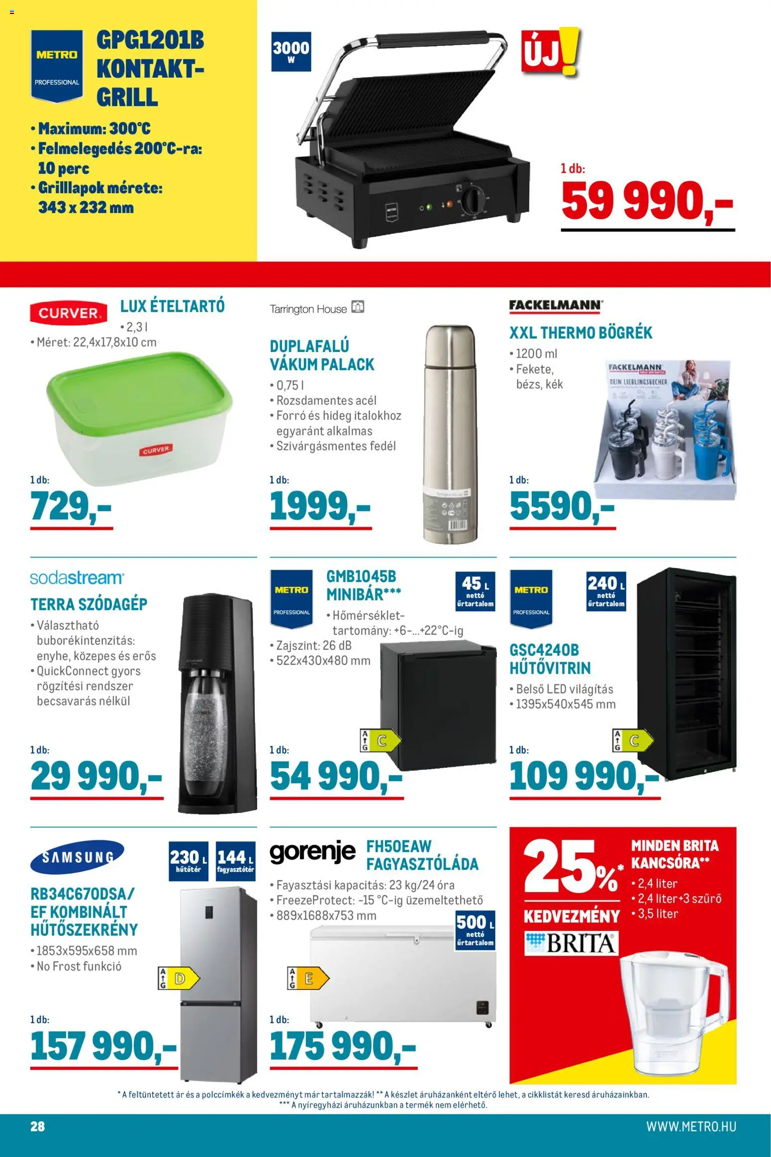 Metro akciós ujság - amely érvényes a következő dátumtól: 01.12.2025 | Oldal: 28 | Termékek: Ételtartó, Szódagép, Hűtőszekrény, Samsung