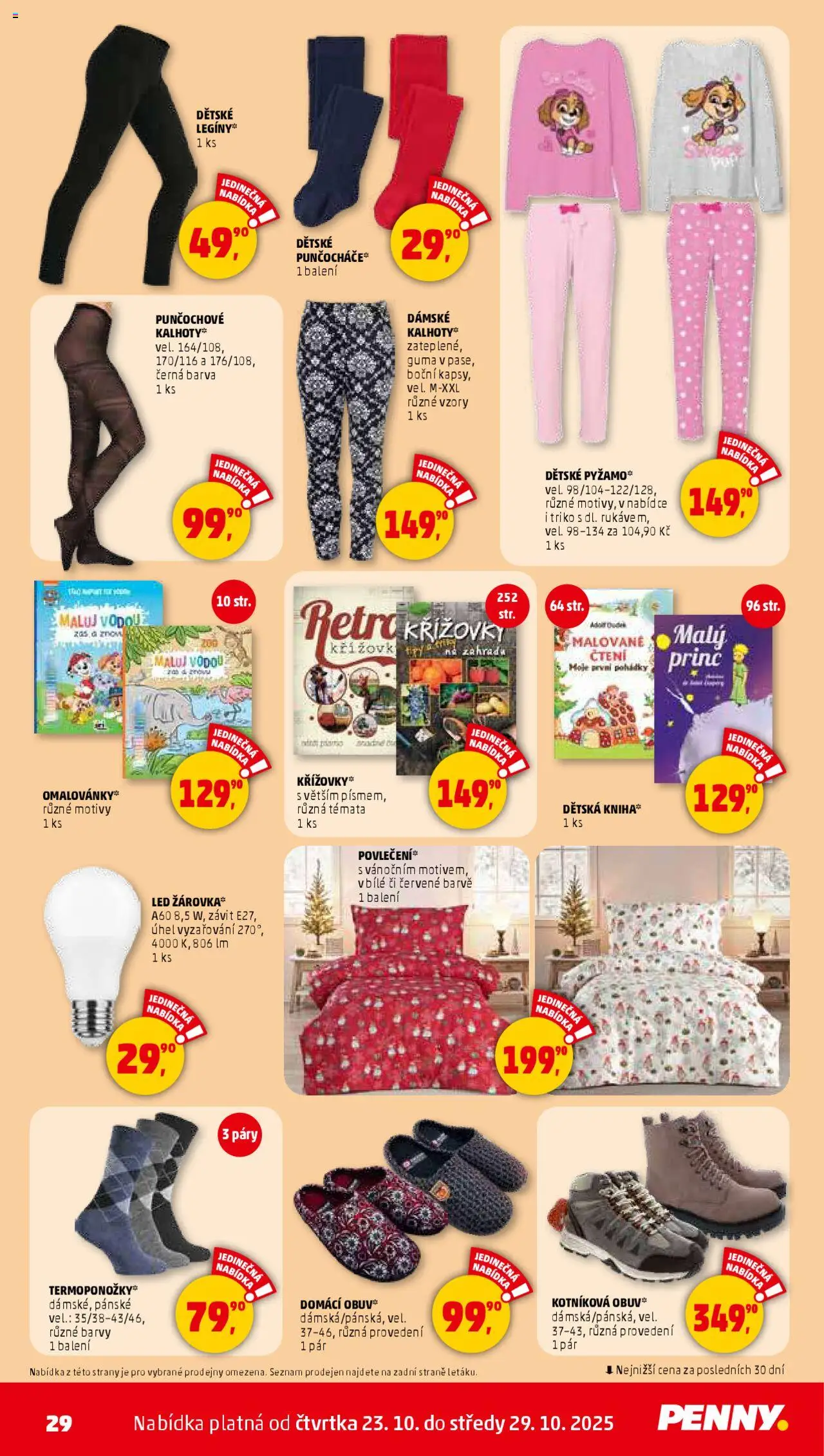 Penny Market leták - Čtvrtečník od 23.10.2025 | Strana: 29 | Produkty: Kniha, Kalhoty, Legíny, Guma