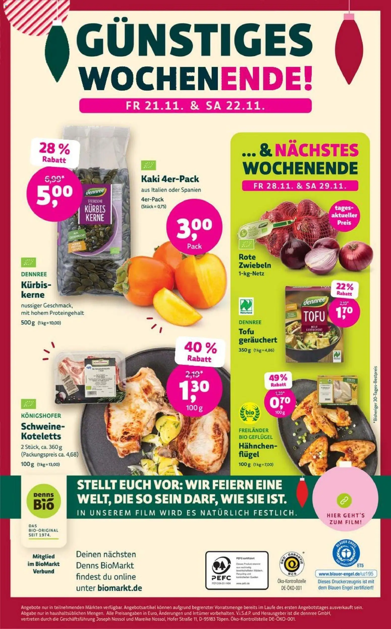 Denns BioMarkt Angebote – gültig ab 19.11.2025 | Seite: 16 | Produkte: Hahnchen, Zwiebeln, Kaki, Kürbis