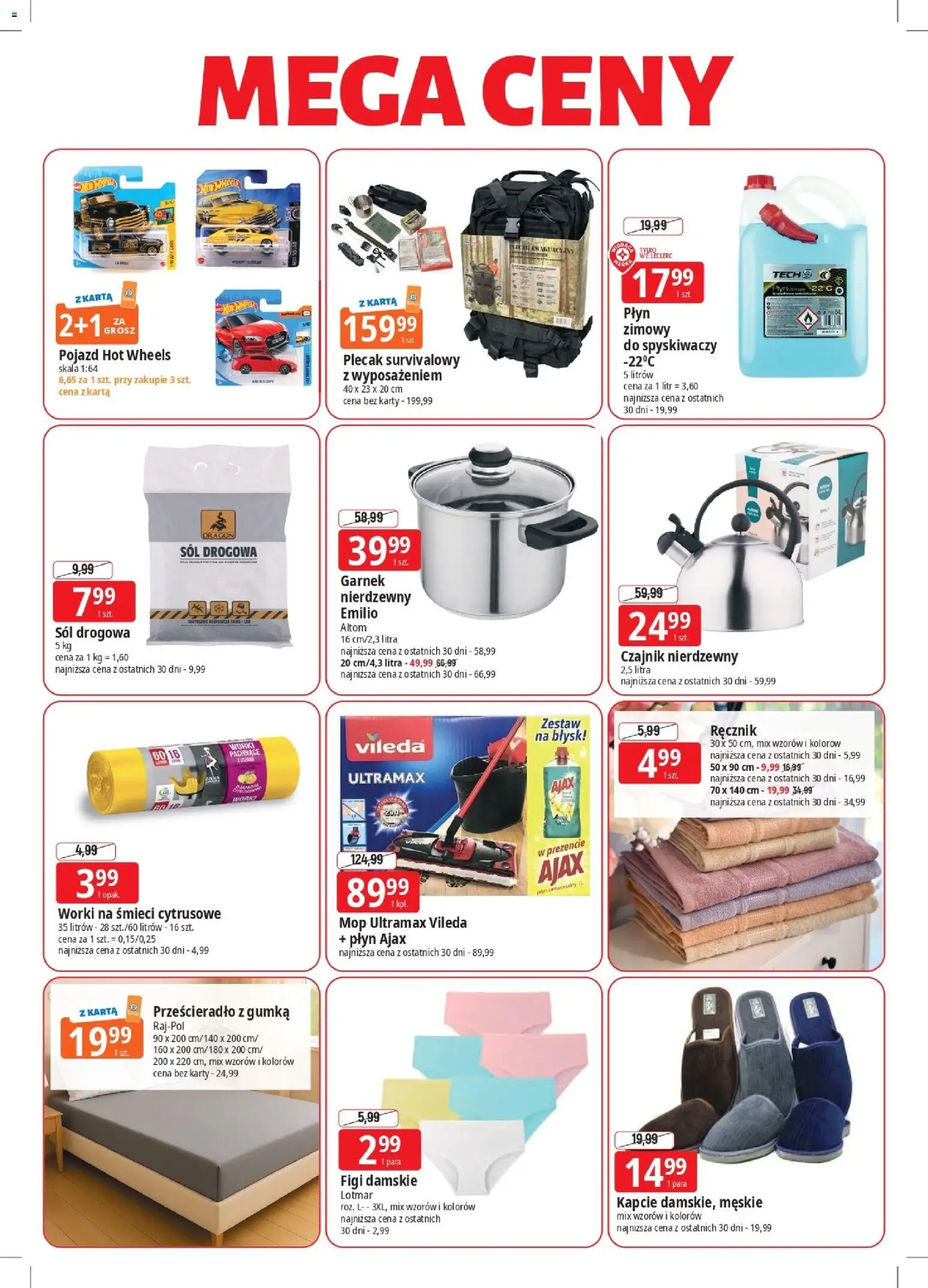 E.Leclerc Gazetka - Elbląg od 26.01.2026 | Strona: 2 | Produkty: Kapcie, Plecak, Garnek, Sól