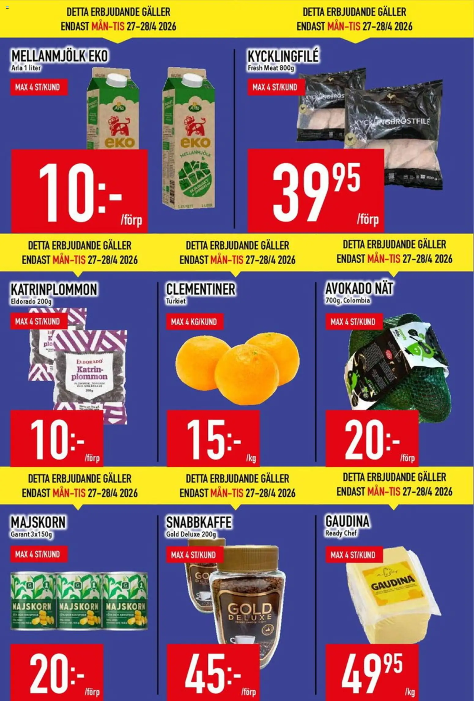 Matdax reklamblad aktuell från 27.04.2026 | Sida: 2 | Produkter: Kycklingfile, Galler, Plommon