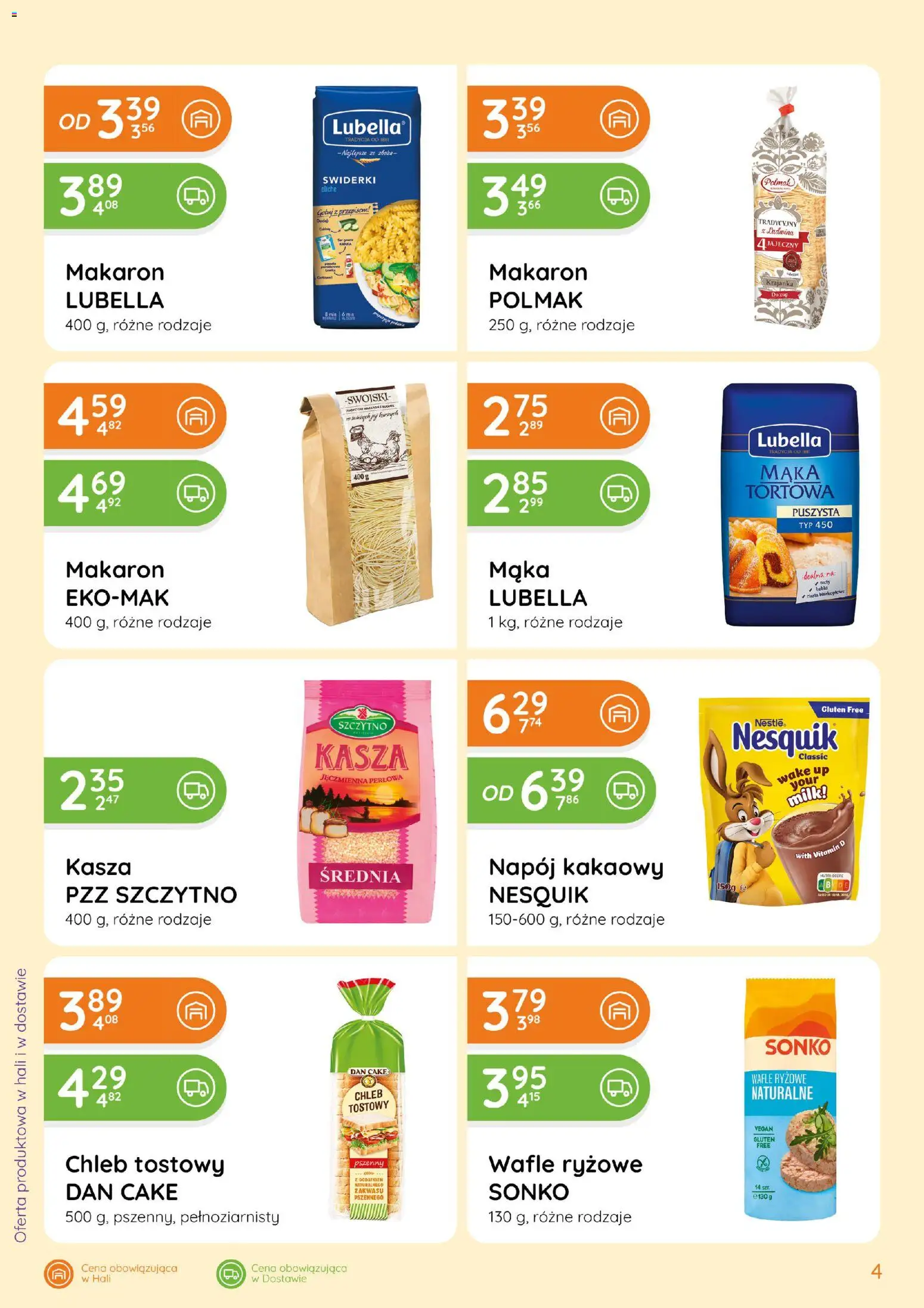 Eurocash gazetka od 19.03.2026 | Strona: 4 | Produkty: Chleb tostowy, Wafle ryżowe, Chleb, Makaron