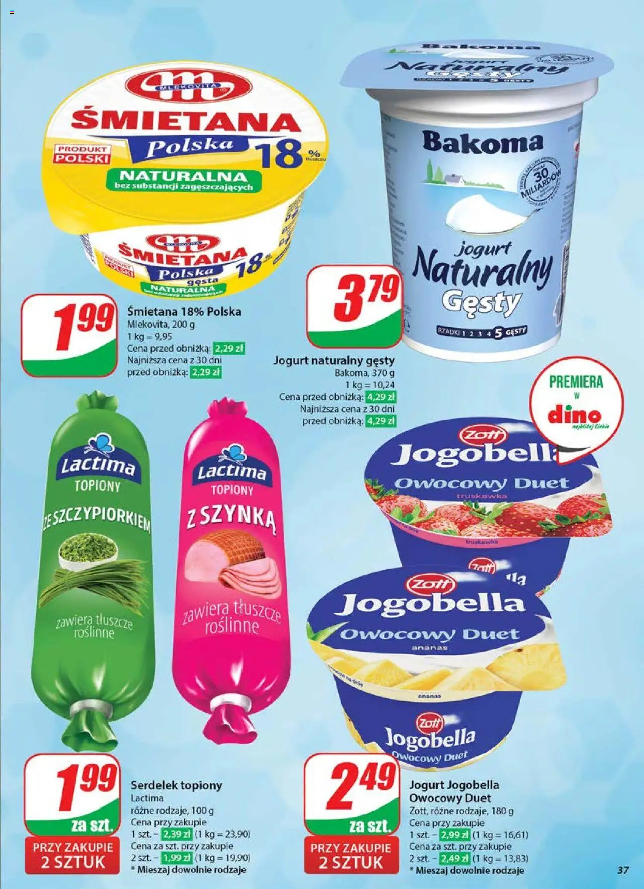 Dino Gazetka od 04.06.2025 | Strona: 37 | Produkty: Jogurt naturalny gęsty, Jogurt naturalny, Jogurt, Śmietana
