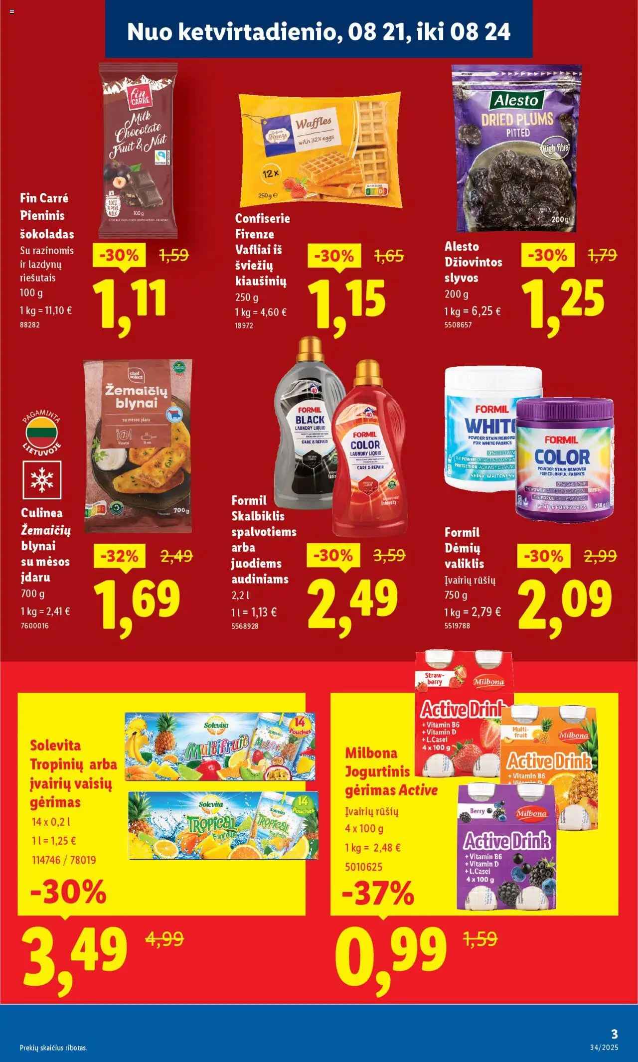 LIDL - Leidinys - Nauja LIDL parduotuvė Baltijos g. 48A, Kaunas│galioja nuo 21.08.2025 | Puslapis: 3 | Prekių: Šokoladas, Dėmių valiklis, Vafliai