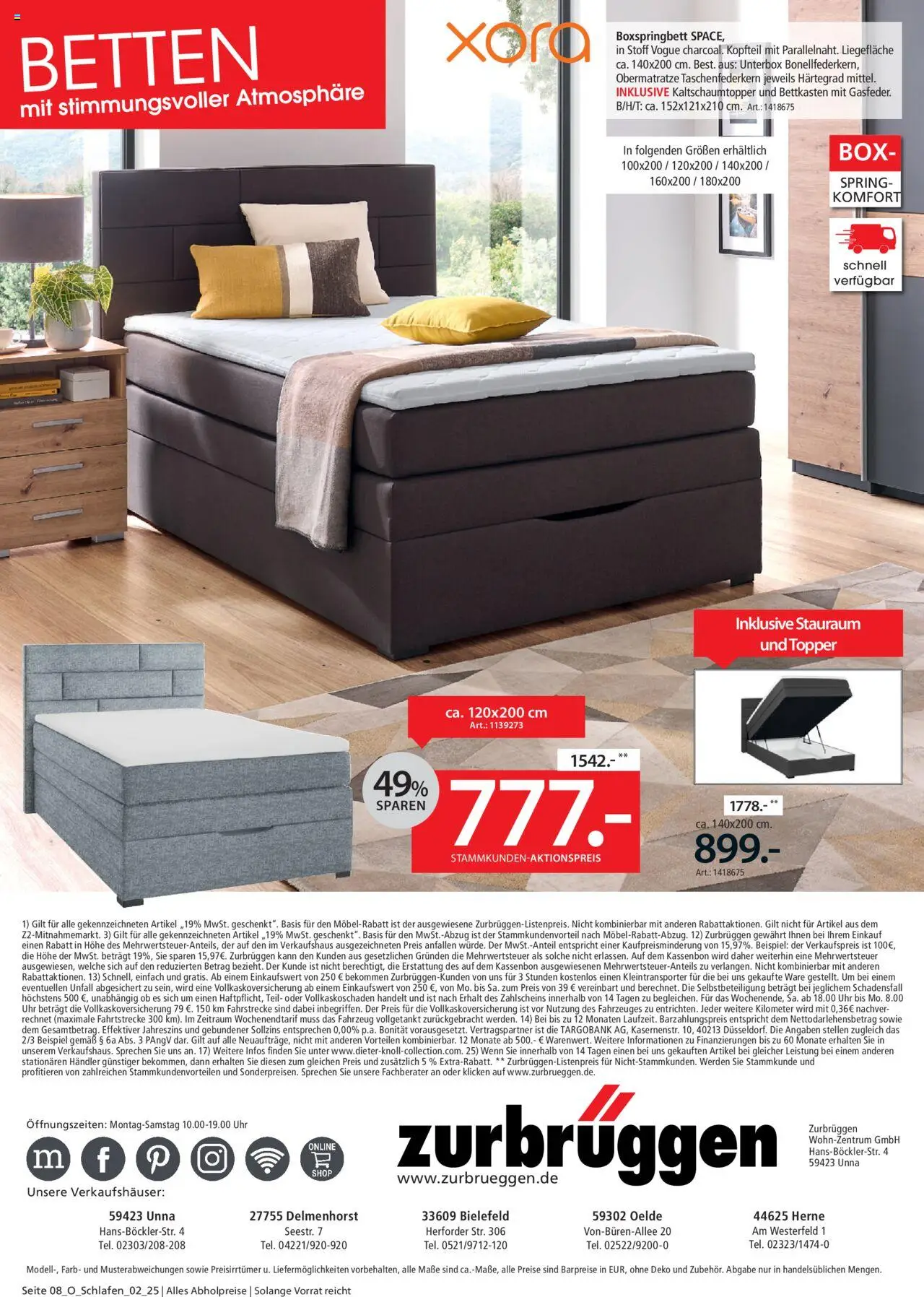 Zurbrüggen Schlafen Spezial – gültig ab 16.07.2025 | Seite: 8 | Produkte: Boxspringbett, Topper, Box, Uhr