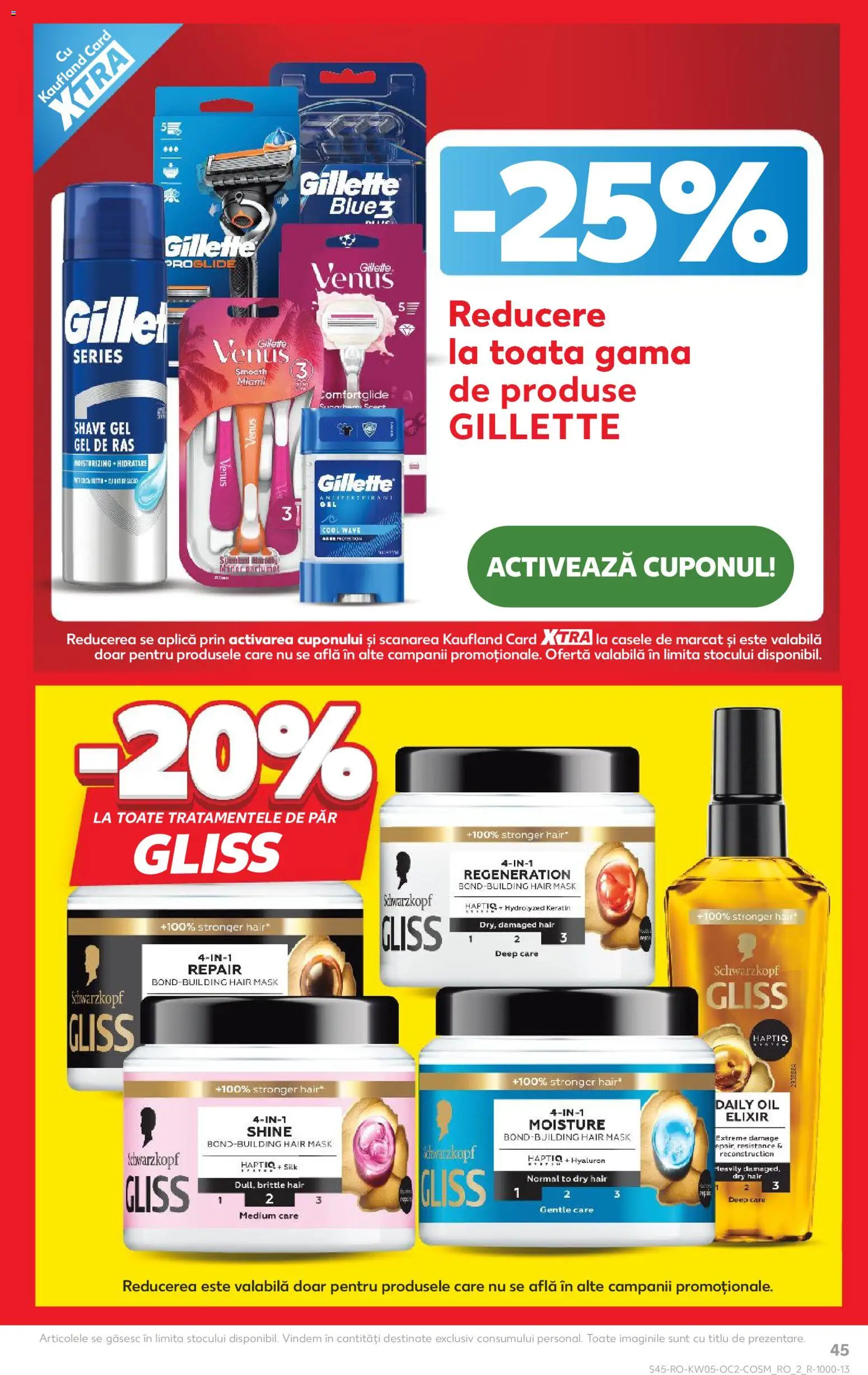 Noul catalog Kaufland – valabil de la 28.01.2026 | Pagină: 45 | Produse: Gel de ras, Elixir, Antiperspirant