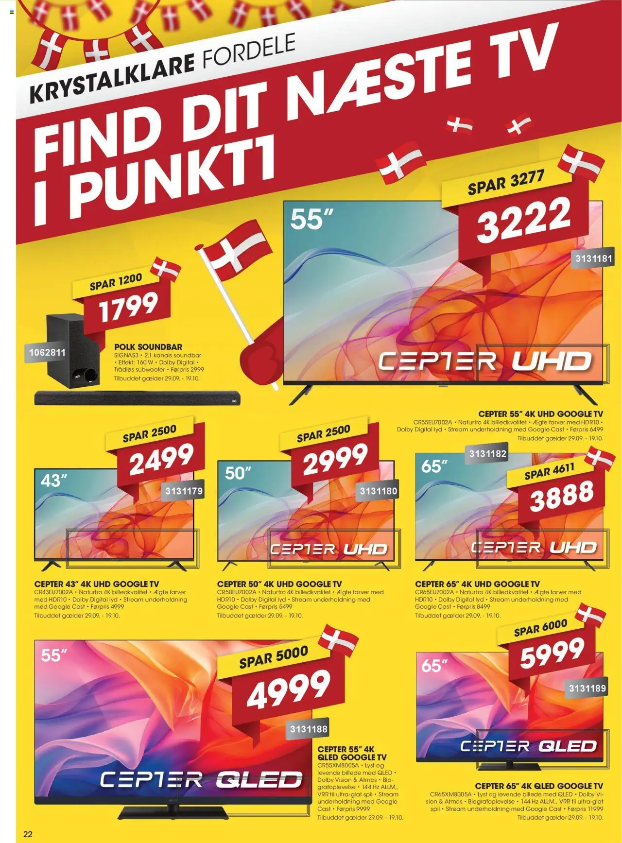 Punkt1 tilbudsavis – gyldig fra 29.09.2025 | Side: 22 | Produkter: Soundbar, TV, Lyd, Spil