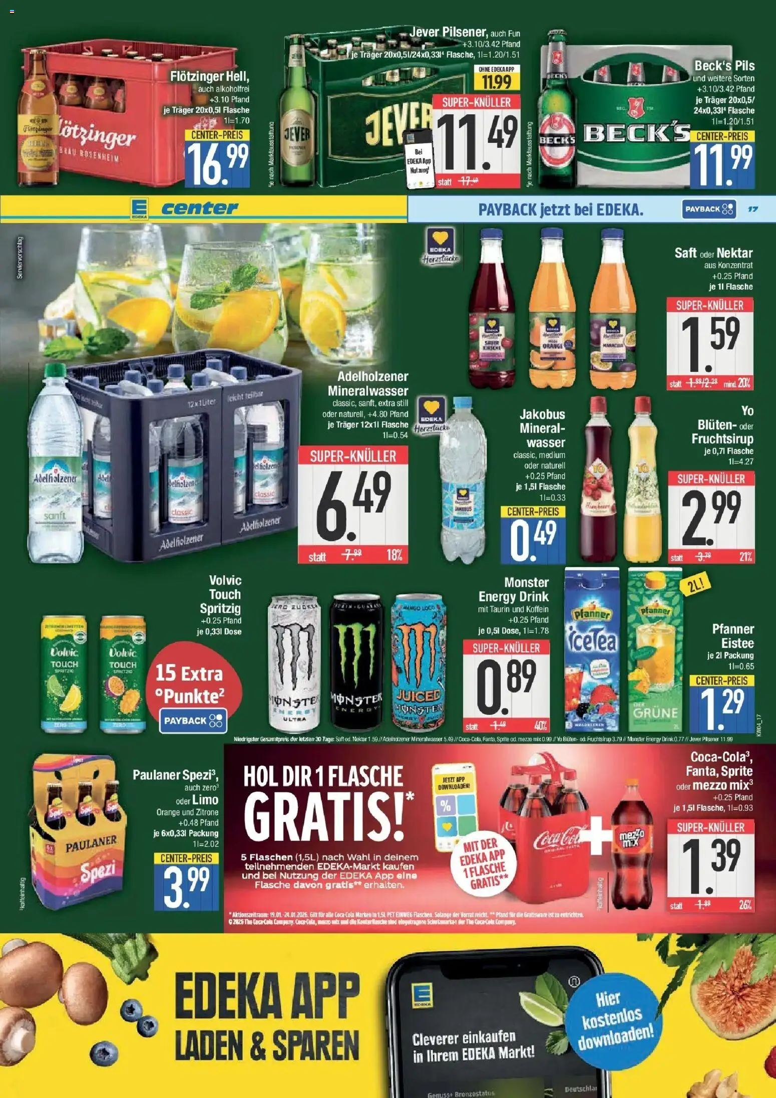 Edeka prospekt Augsburg-Göggingen	 – gültig ab 18.01.2026 | Seite: 21 | Produkte: Pfanner eistee, Mineralwasser, Wasser, Saft