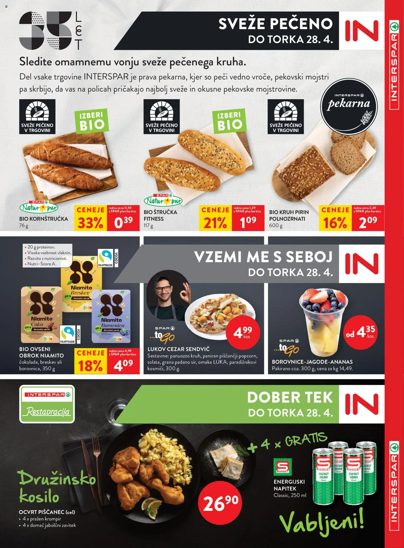 Novi Spar katalog ponudbe – veljaven od 22.04.2026 | Stran: 8 | Izdelki: Kos, Kruh, Omaka, Breskev