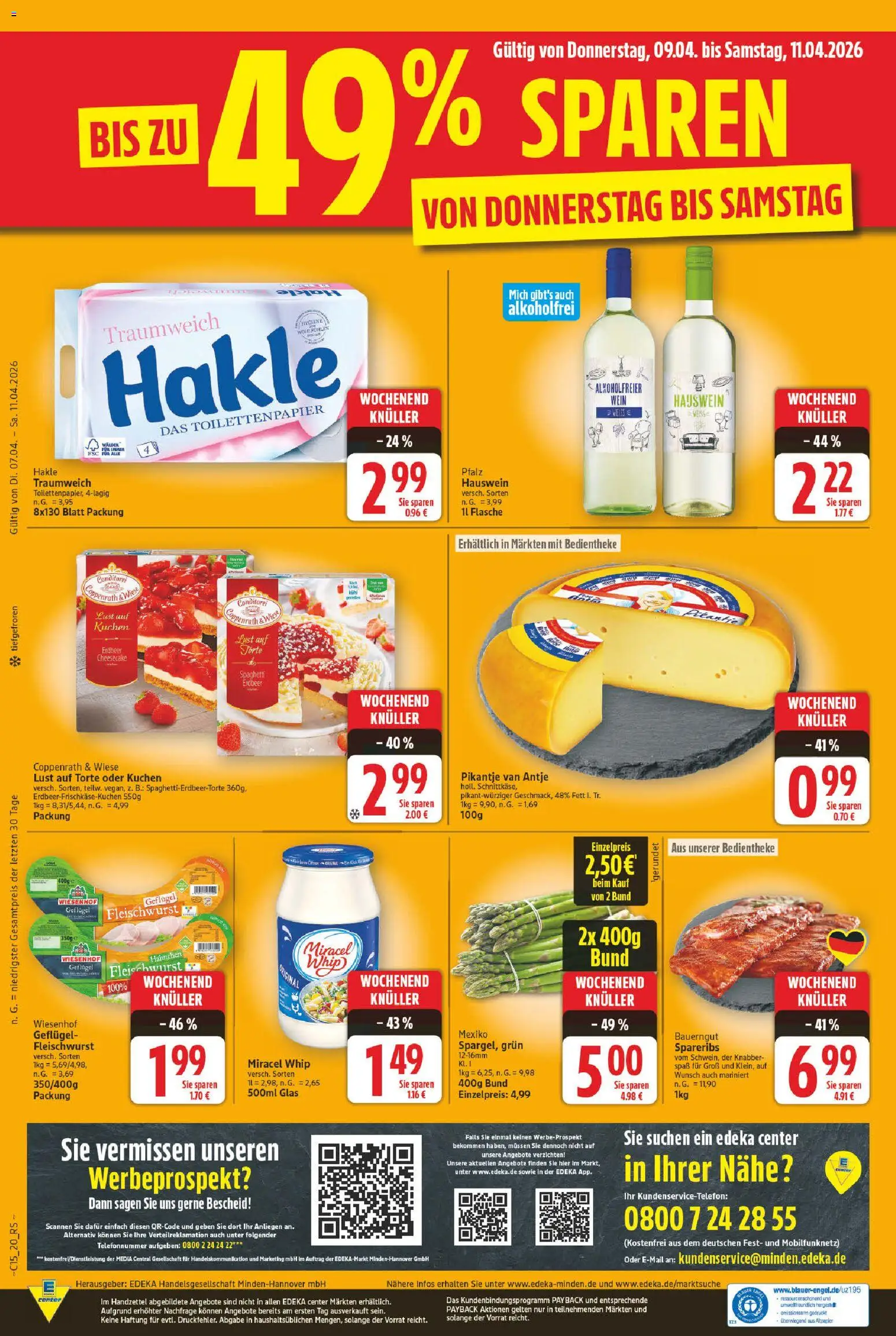 E center Prospekt 	 – gültig ab 07.04.2026 | Seite: 24 | Produkte: Hahnchen, Miracel whip, Wein, Kuchen