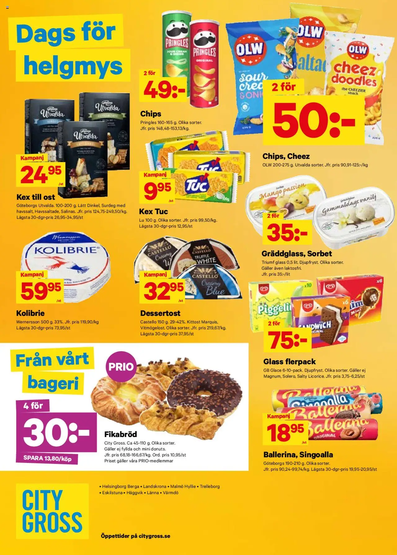 City Gross reklamblad aktuell från 20.10.2025 | Sida: 12 | Produkter: Pringles, Bageri, Galler, Chips