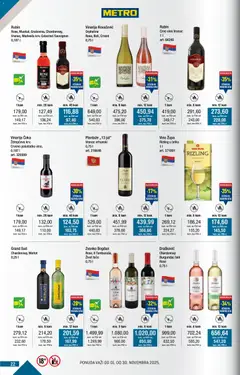Metro kupi više plati manje - pregled Metro kataloga - važi od 01.11.2025 | Strana: 22 | Proizvode: Chardonnay, Vranac, Cabernet Sauvignon, Vino