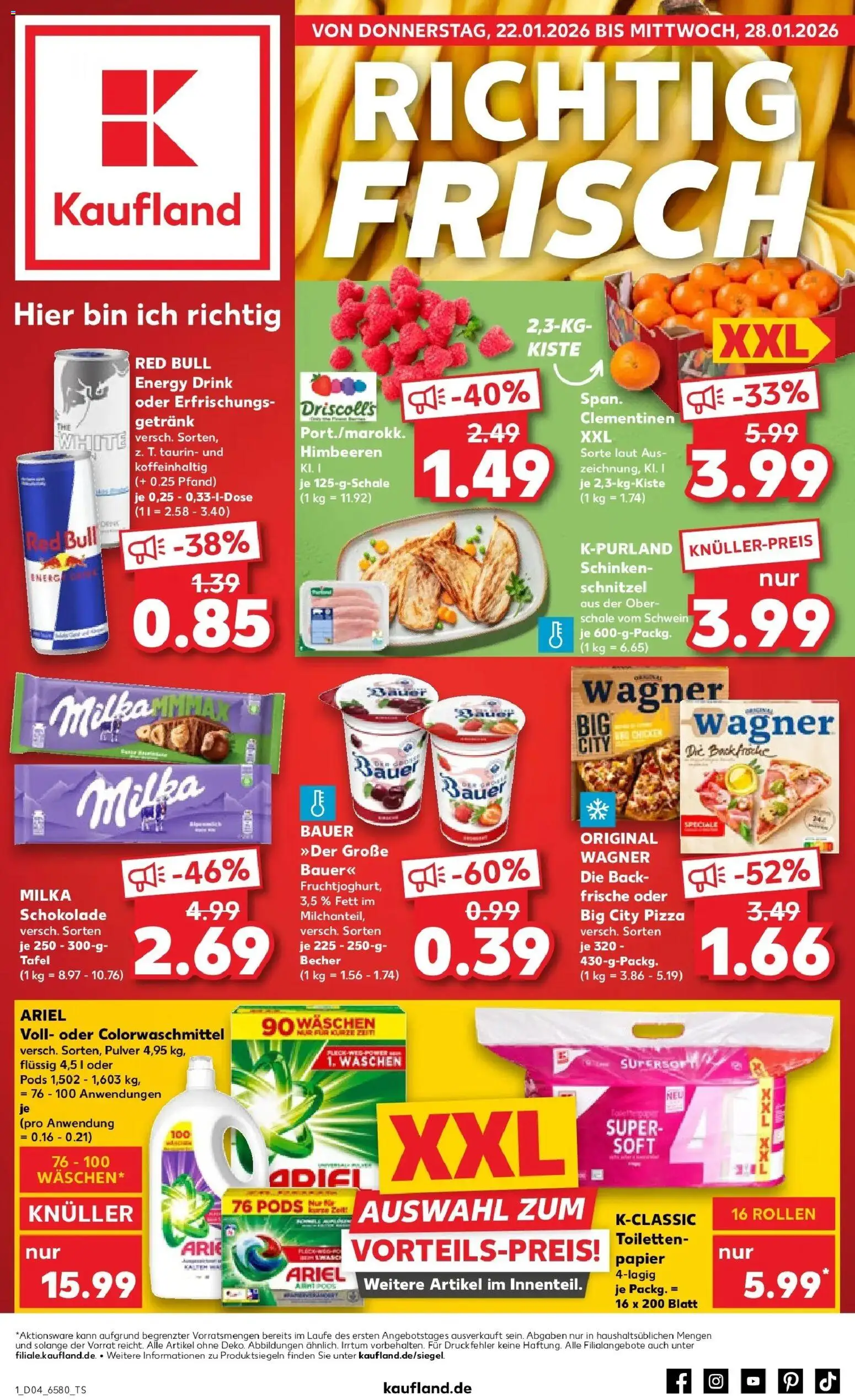 Prospekt Kaufland ab 22.01.2026 » Angebote Online zum Blättern | Seite: 1 | Produkte: Schokolade, Milka schokolade, Milka, Pizza