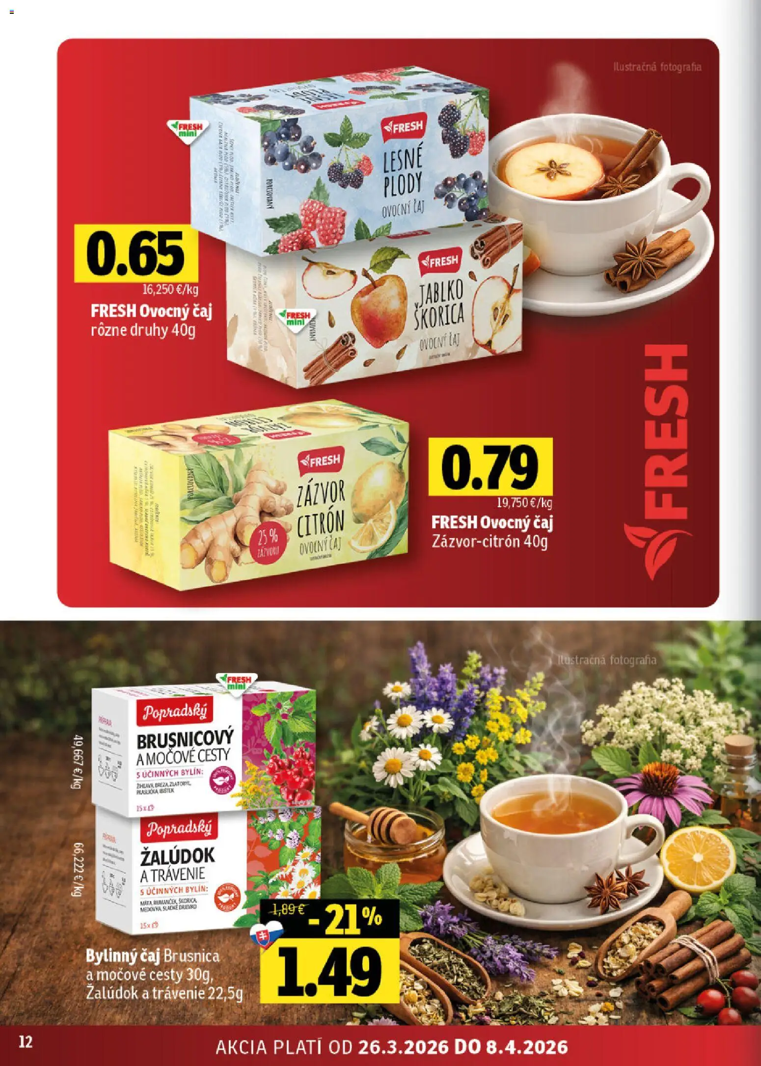 Nové Fresh akcie – leták je platný od 26.03.2026 | Strana: 12 | Produkty: Zázvor, Čaj