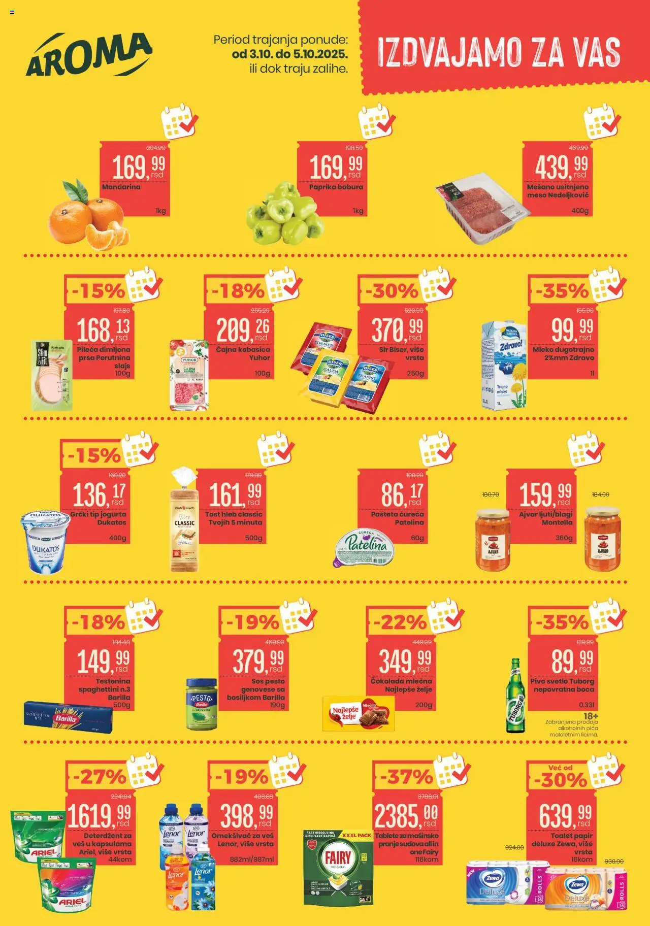 Aroma Market katalog - važi od 03.10.2025 | Strana: 1 | Proizvode: Mandarina, Lenor, Pica, Pivo