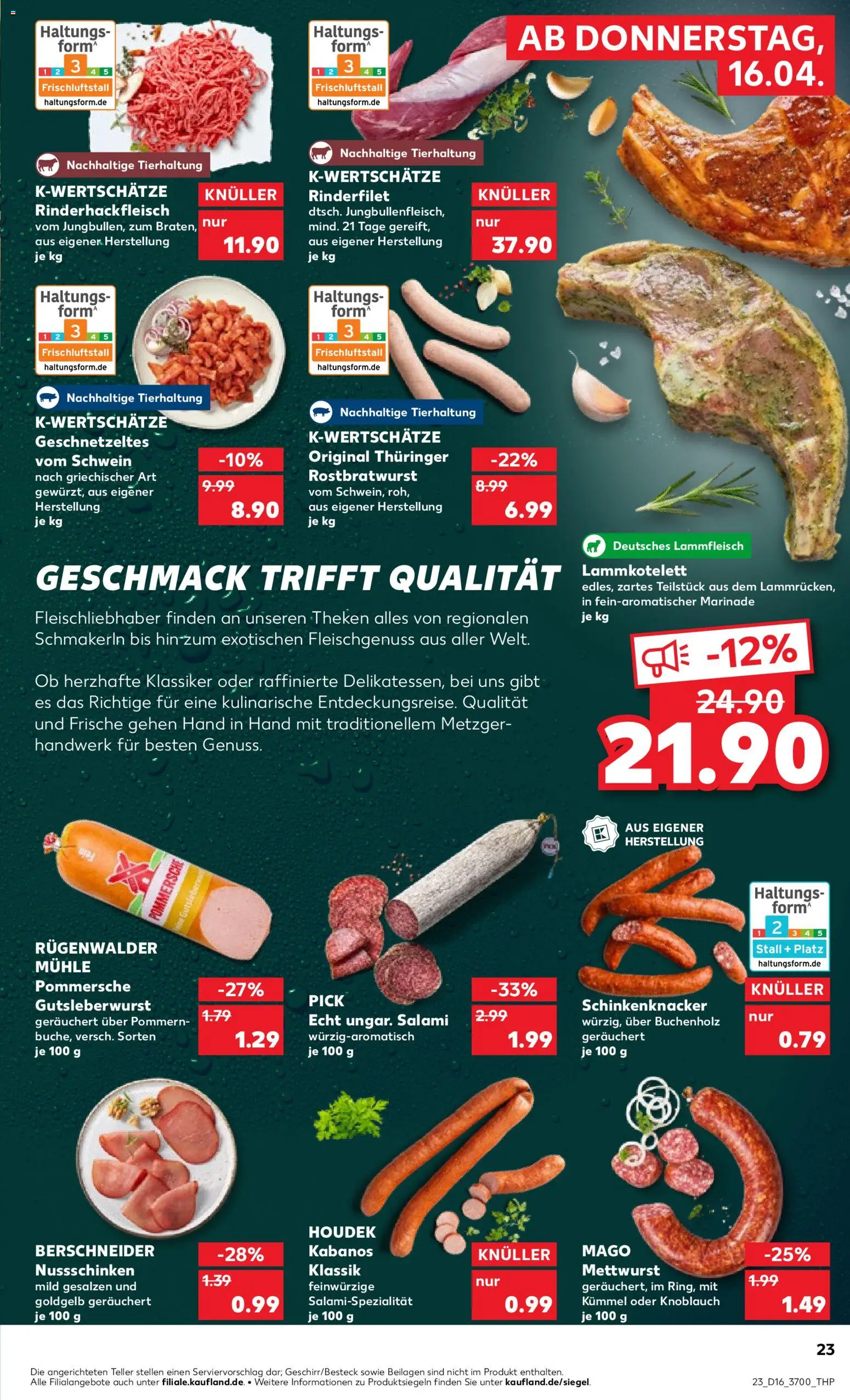 Kaufland Prospekt Rostock	 – gültig ab 16.04.2026 | Seite: 23 | Produkte: Mühle, Rinderfilet, Knoblauch, Salami