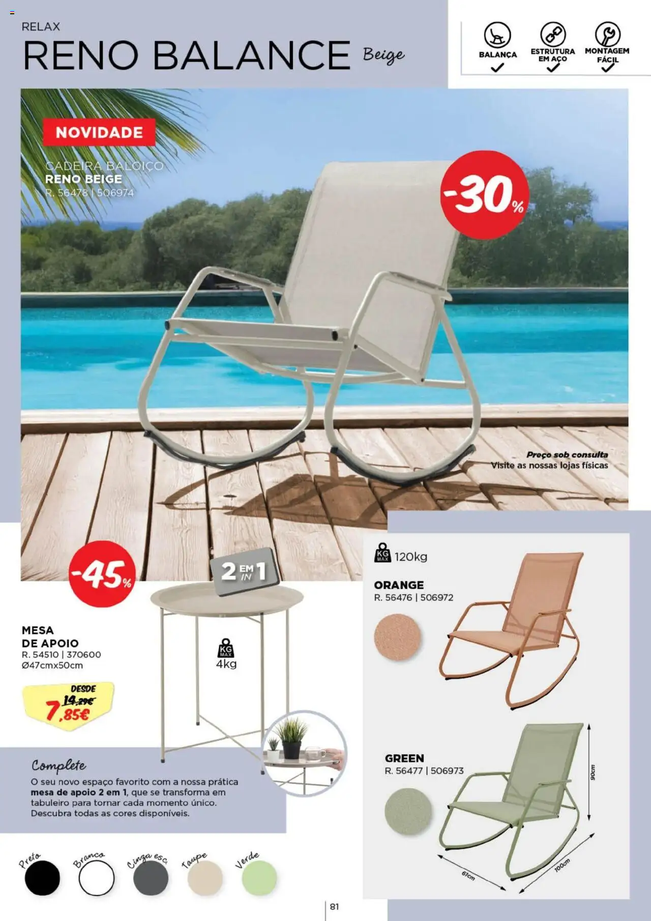Espaço Casa - Catálogo  Ec Ar Livre  2025 │ válido de 04.03.2025 | Página: 81 | Produtos: Baloiço, Mesa, Cadeira