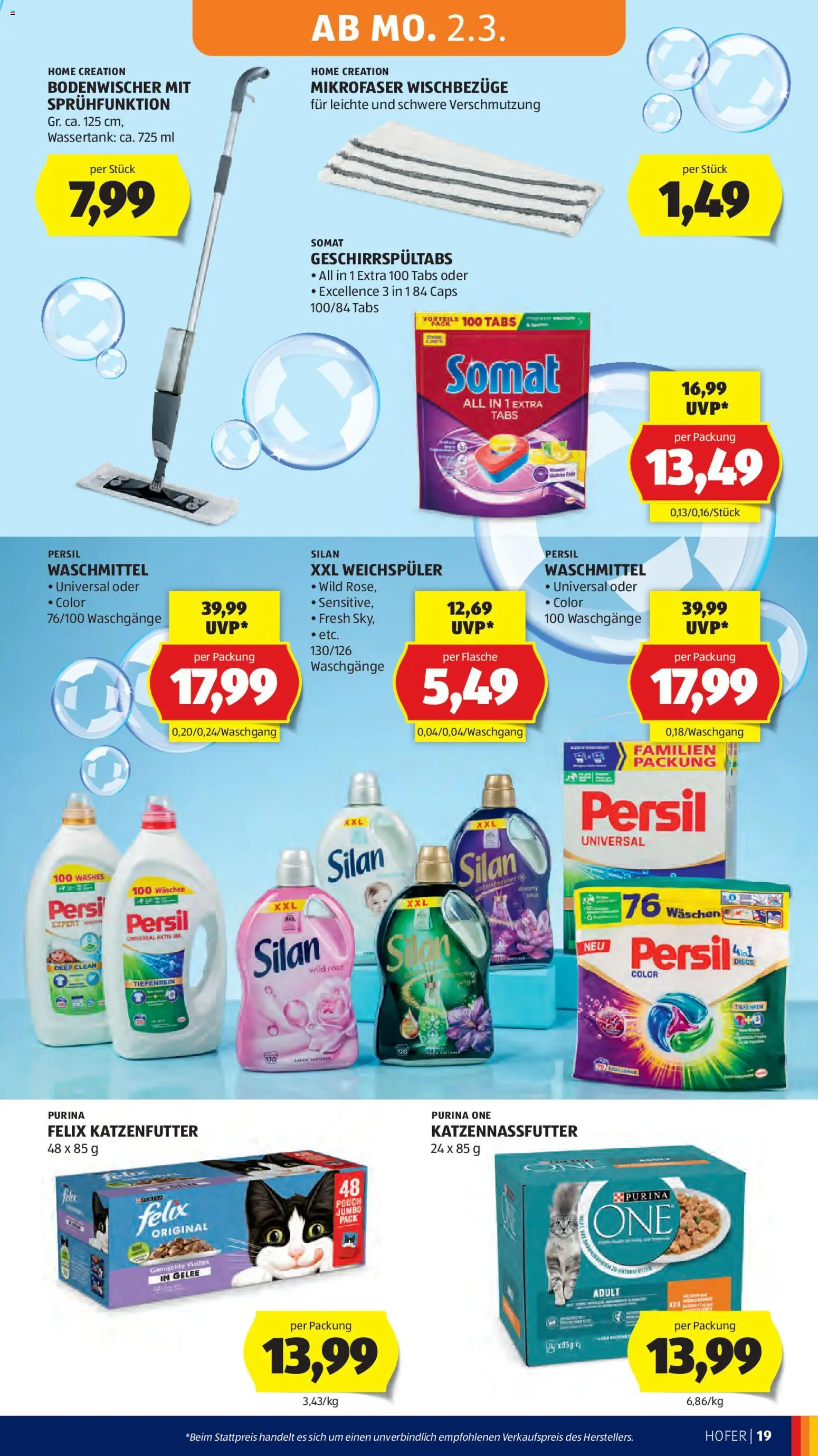 Hofer AT akciós ujság - amely érvényes a következő dátumtól: 27.02.2026 | Oldal: 23 | Termékek: Persil, Somat, Purina one
