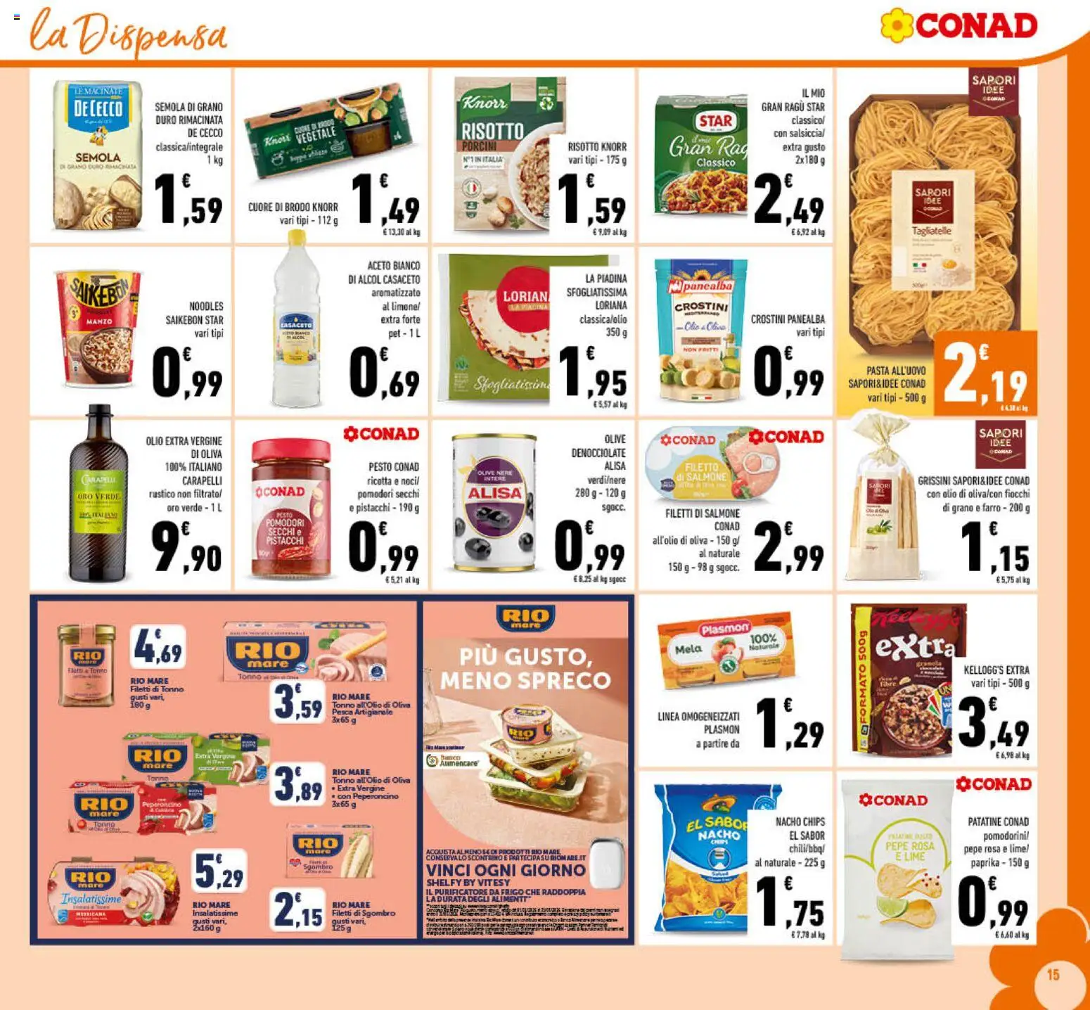Volantino Conad del 11.03.2026 | Pagina: 15 | Prodotti: Salmone, Patatine, Pasta, Pomodori secchi