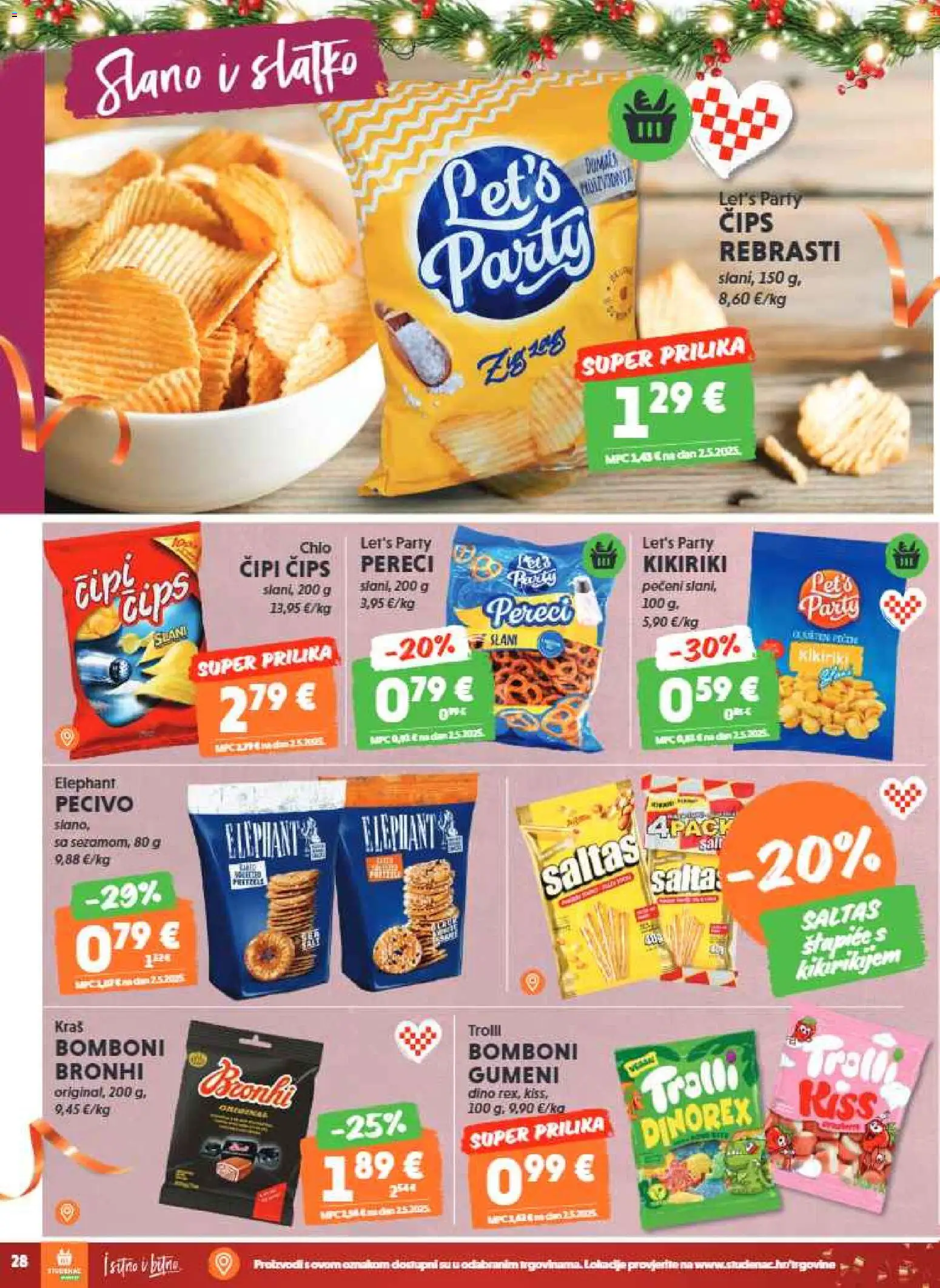 Studenac katalog | vrijedi od 17.12.2025 | Stranica: 28 | Proizvodi: Bomboni, Čips, Pecivo, Pereci