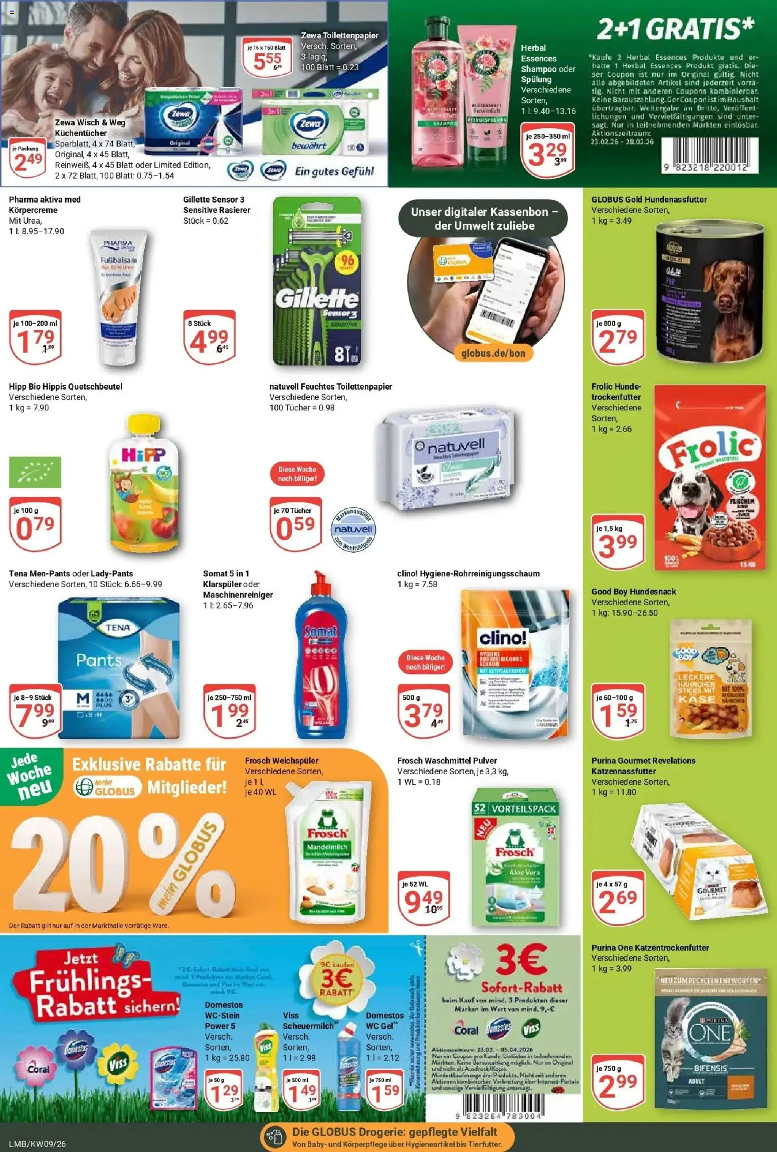 Globus Prospekt Limburg – gültig ab 23.02.2026 | Seite: 18 | Produkte: Shampoo, Spülung, Waschmittel, Feuchtes Toilettenpapier