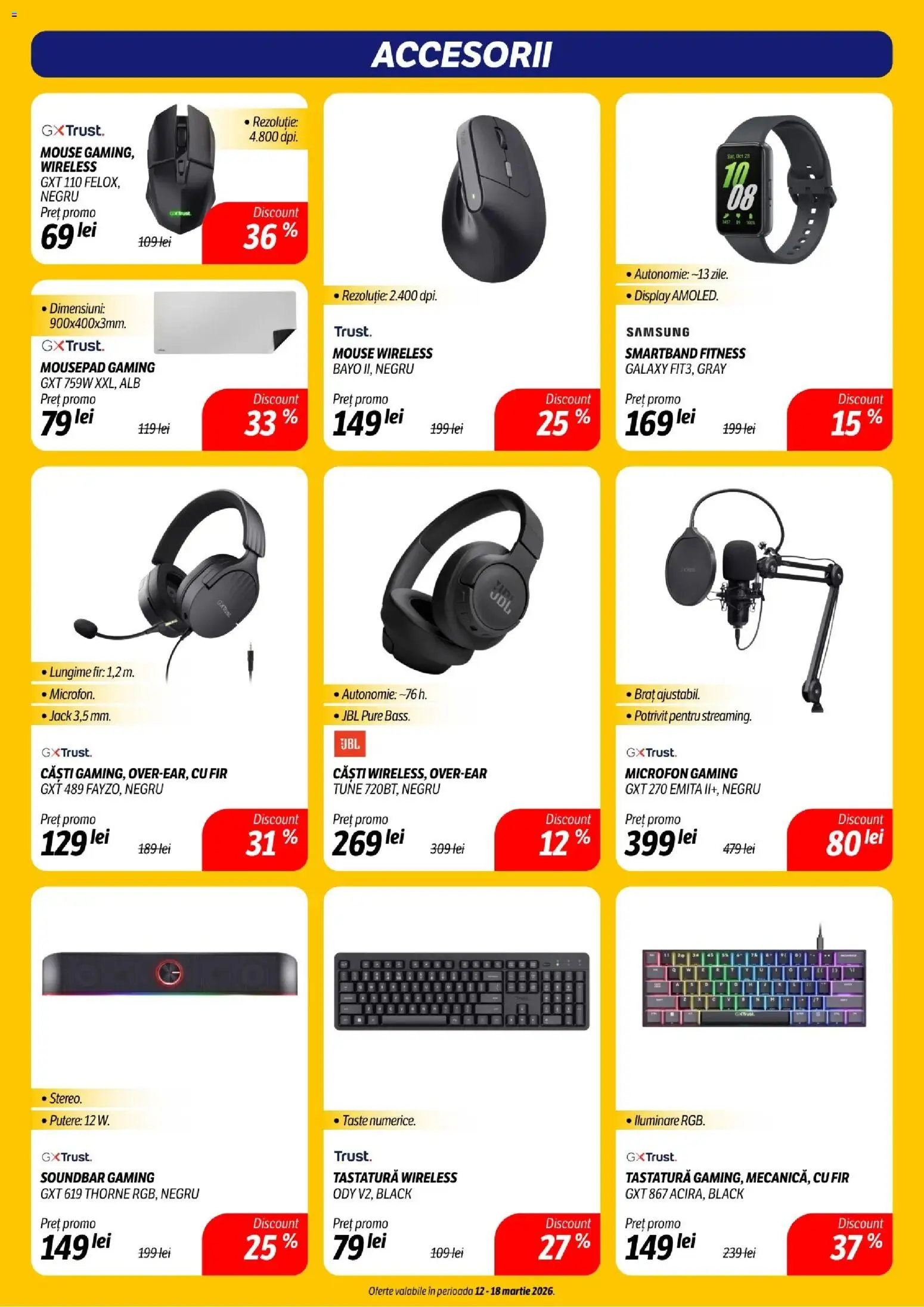 Noul catalog Flanco – valabil de la 12.03.2026 | Pagină: 16 | Produse: Soundbar, Tastatură, Căști, Microfon