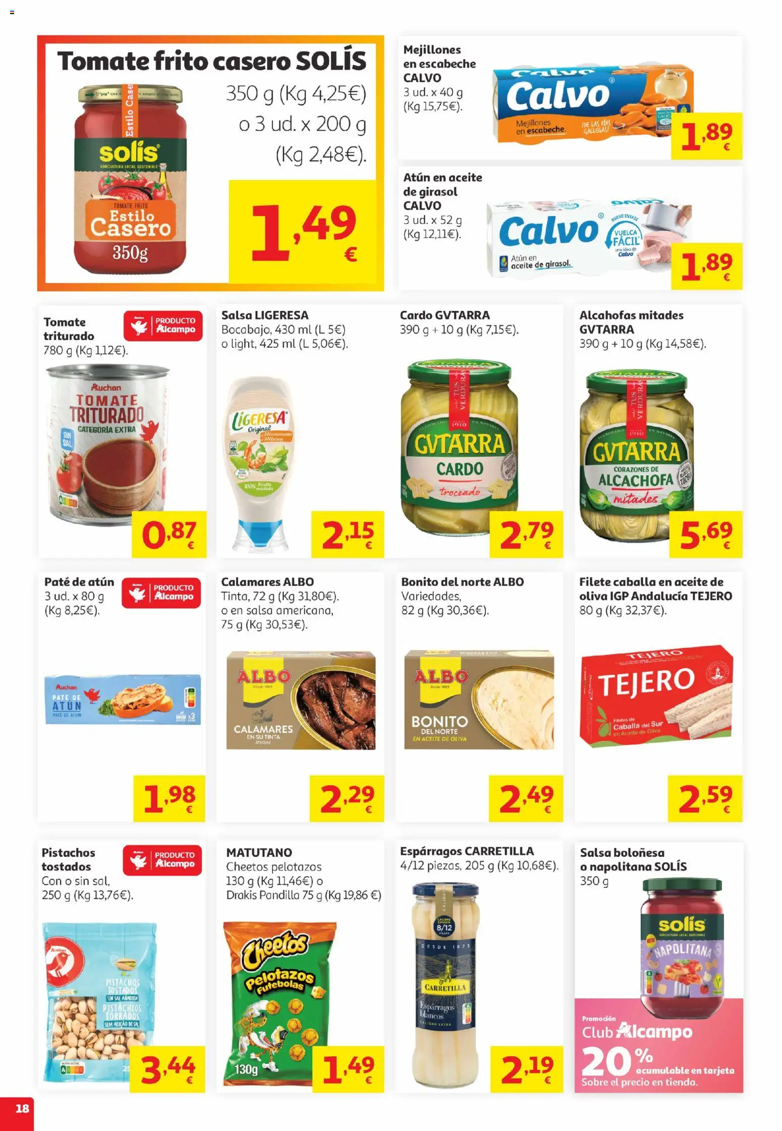 Alcampo Canarias │ válido desde el 05.05.2026 | Página: 18 | Productos: Calamares, Aceite de oliva, Aceite de girasol, Σταθμός εργασίας